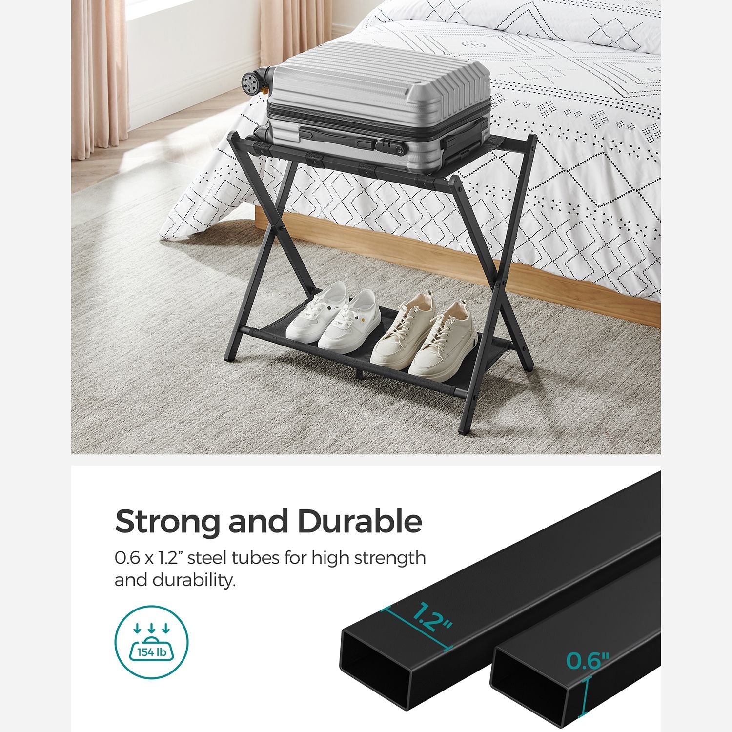 Luggage Rack for Guest Room - Black