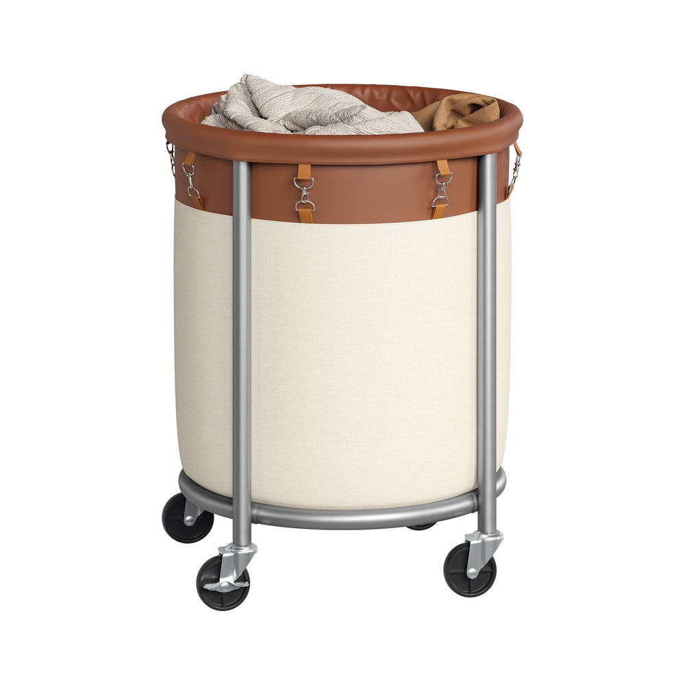 29-Gallon Round Laundry Basket - Coffee Brown + White