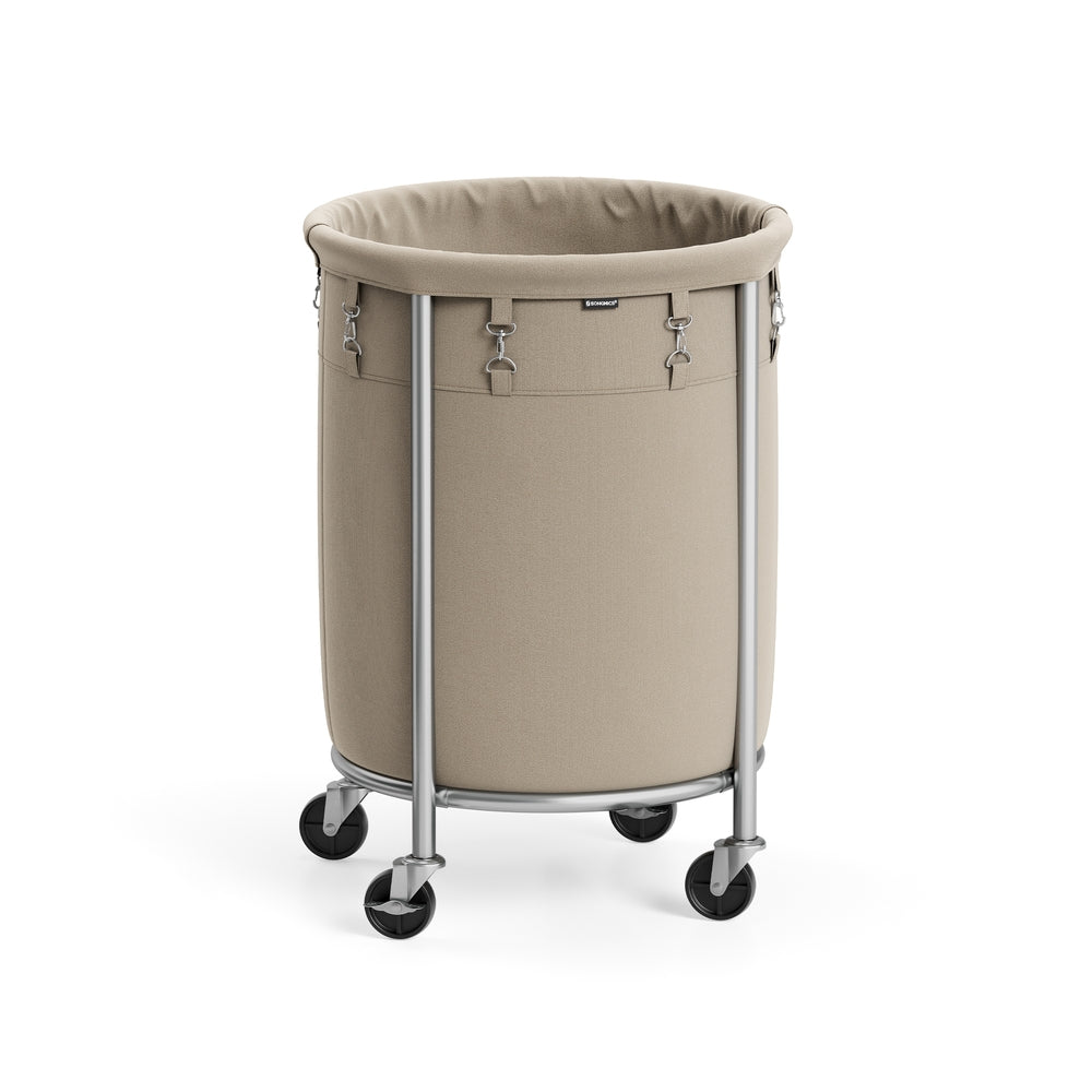 29-Gallon Round Laundry Basket - Camel + Silver