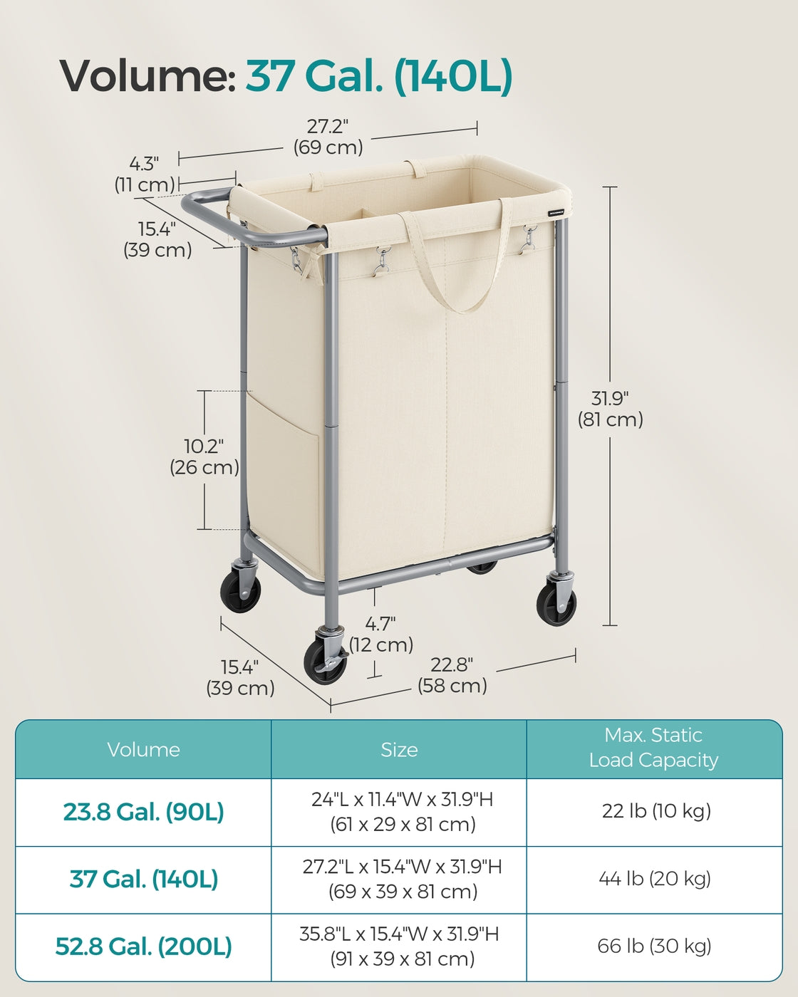 37-Gallon 2-Section Laundry Basket