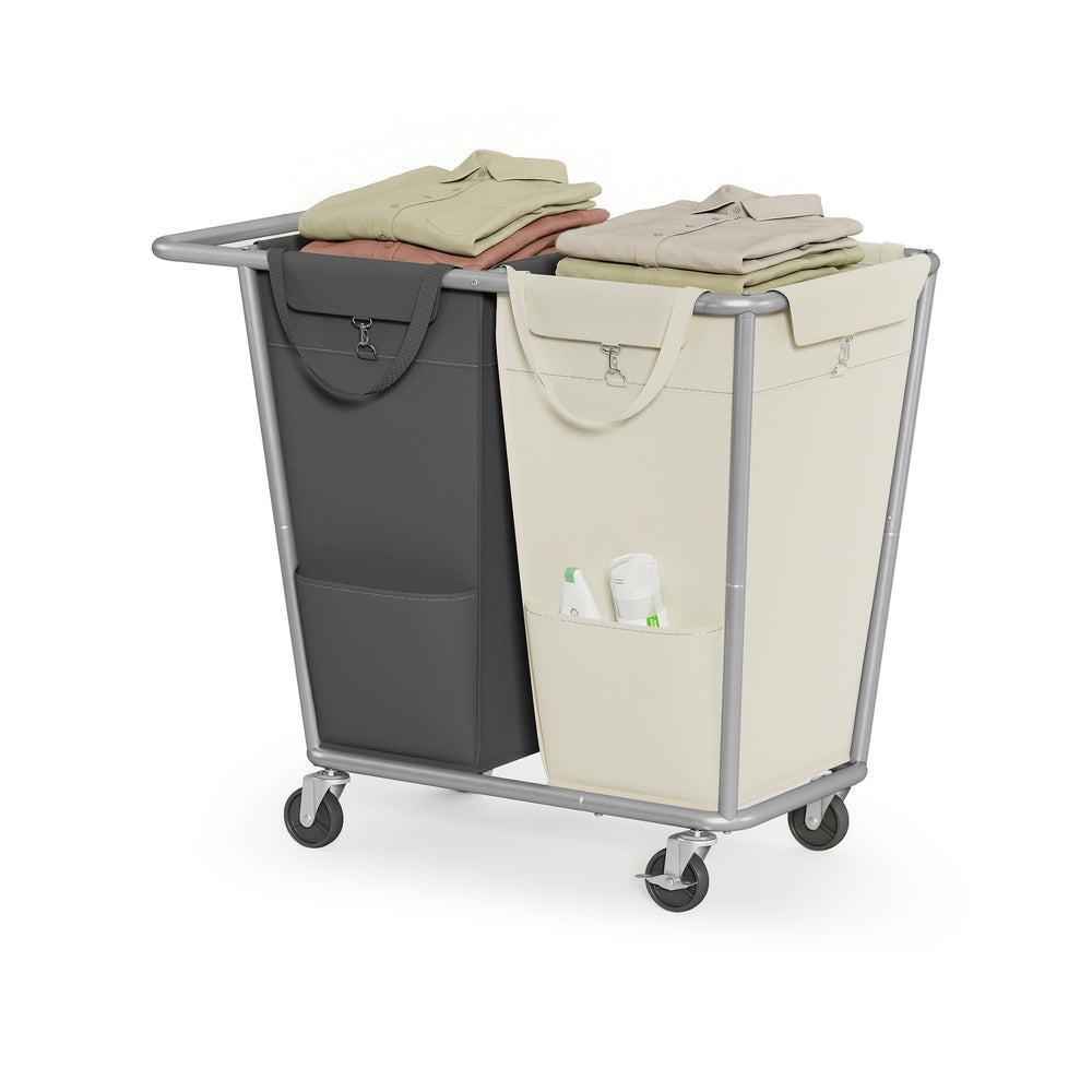 34.3 Gallons Rolling Laundry Hamper with Removable Bag Ink Black - Cream White, Dark Gray - 30.5"L x 16.1"W x 31.9"H