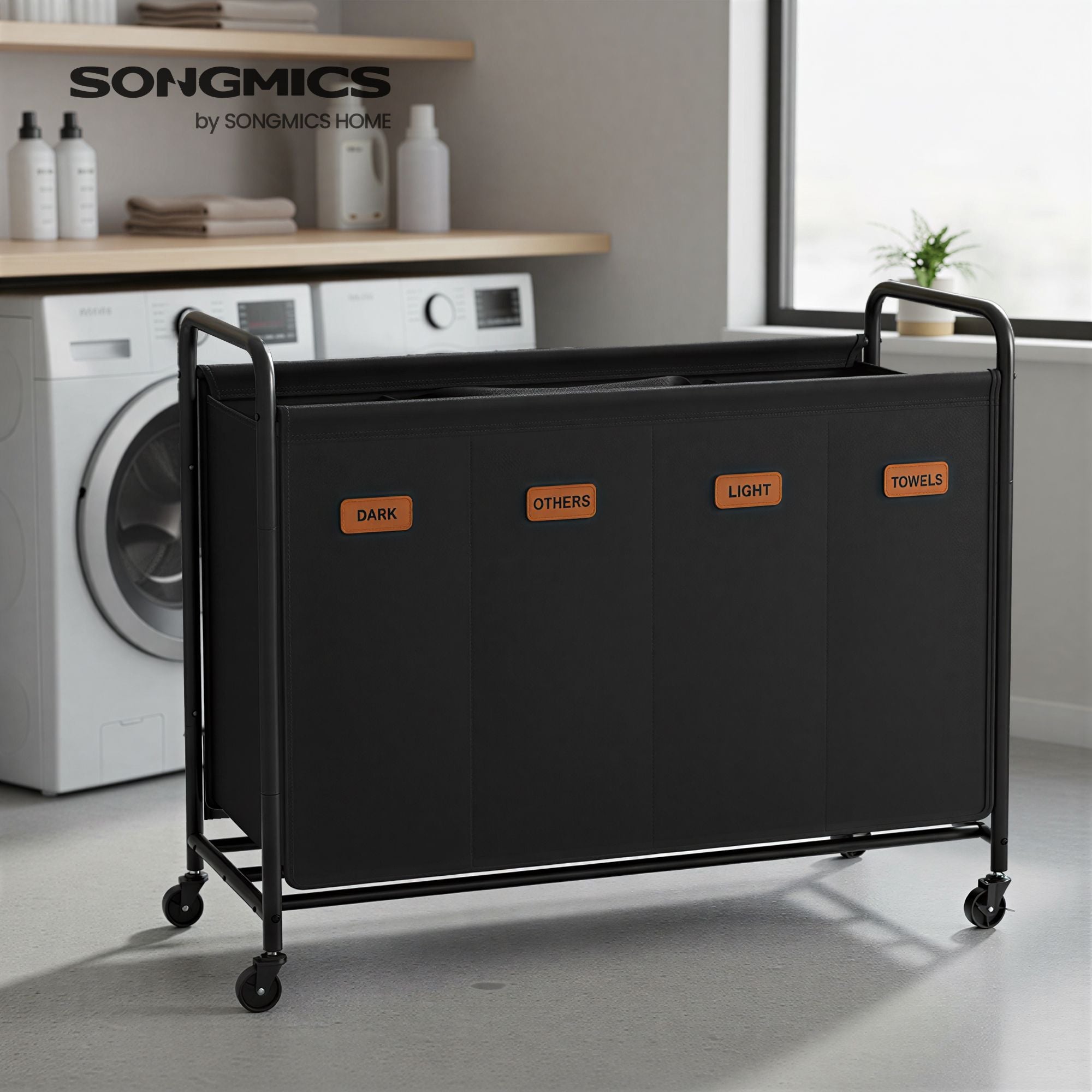 Rolling Laundry Sorter Cart with Removable Bags for Home - Ink Black - 31.1"L x 15.7"W x 35.8"H