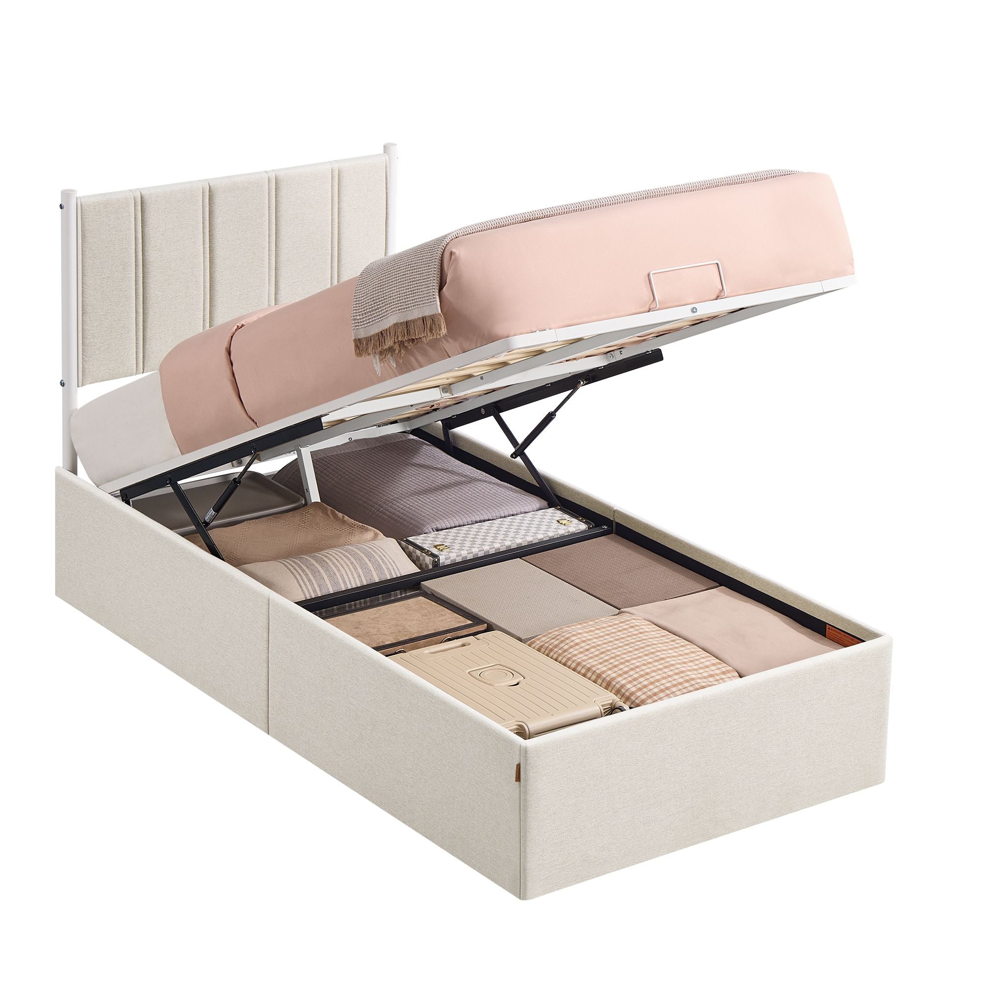 Lift Up Storage Bed Frame Twin Size - Hydraulic Platform Bed