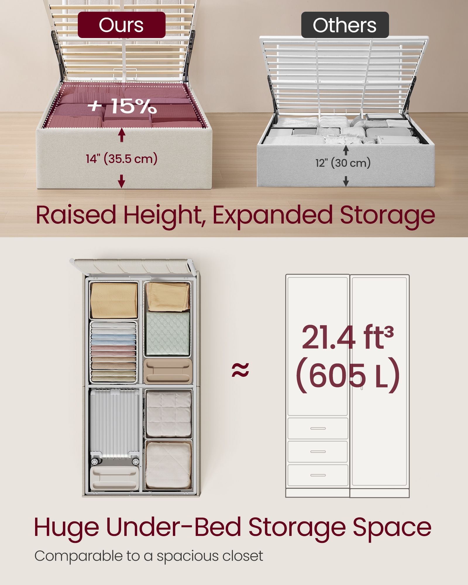 Lift Up Storage Bed Frame Twin Size - Hydraulic Platform Bed
