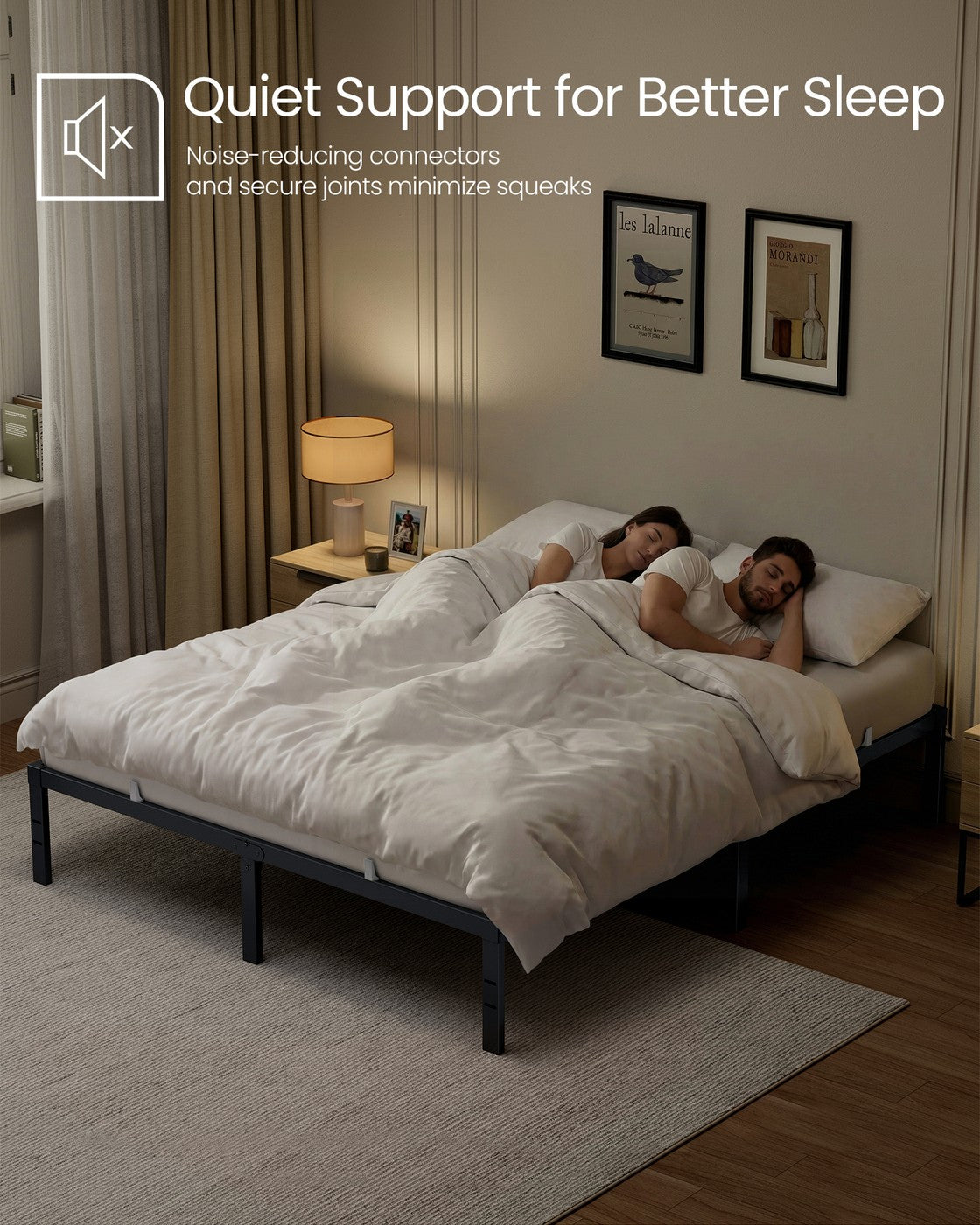 Queen Metal Bed Frame - 14 inches Tall