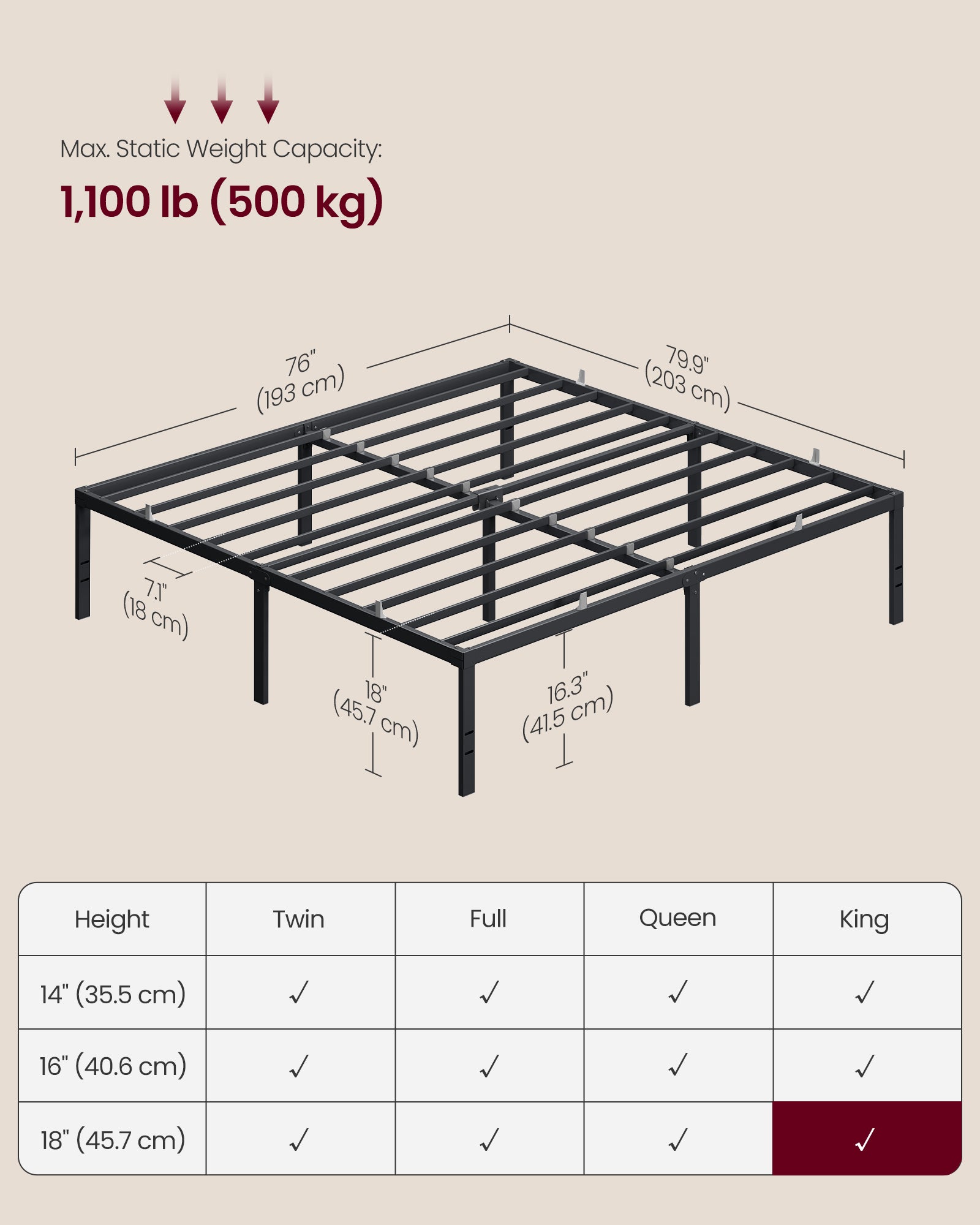 King Metal Bed Frame