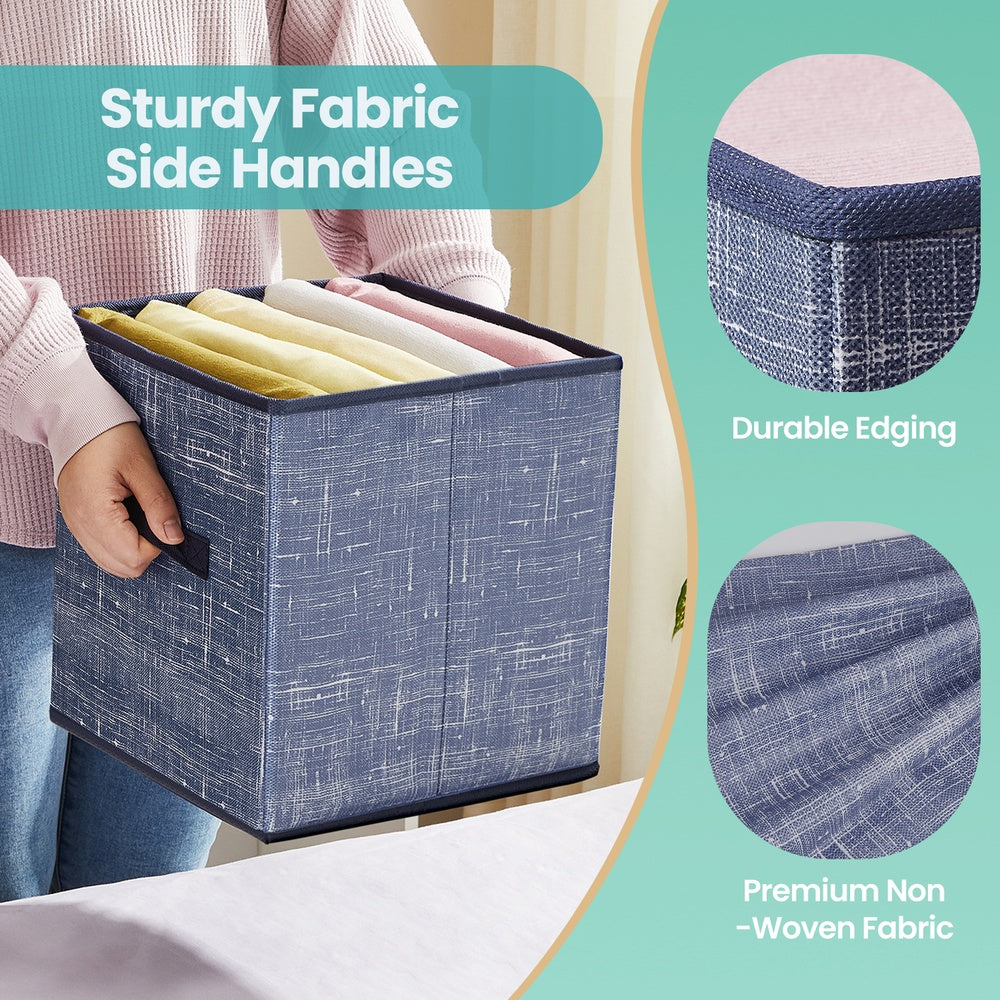 Non-woven Fabric Storage Cubes with Handles for Closet Shelves - Set of 6