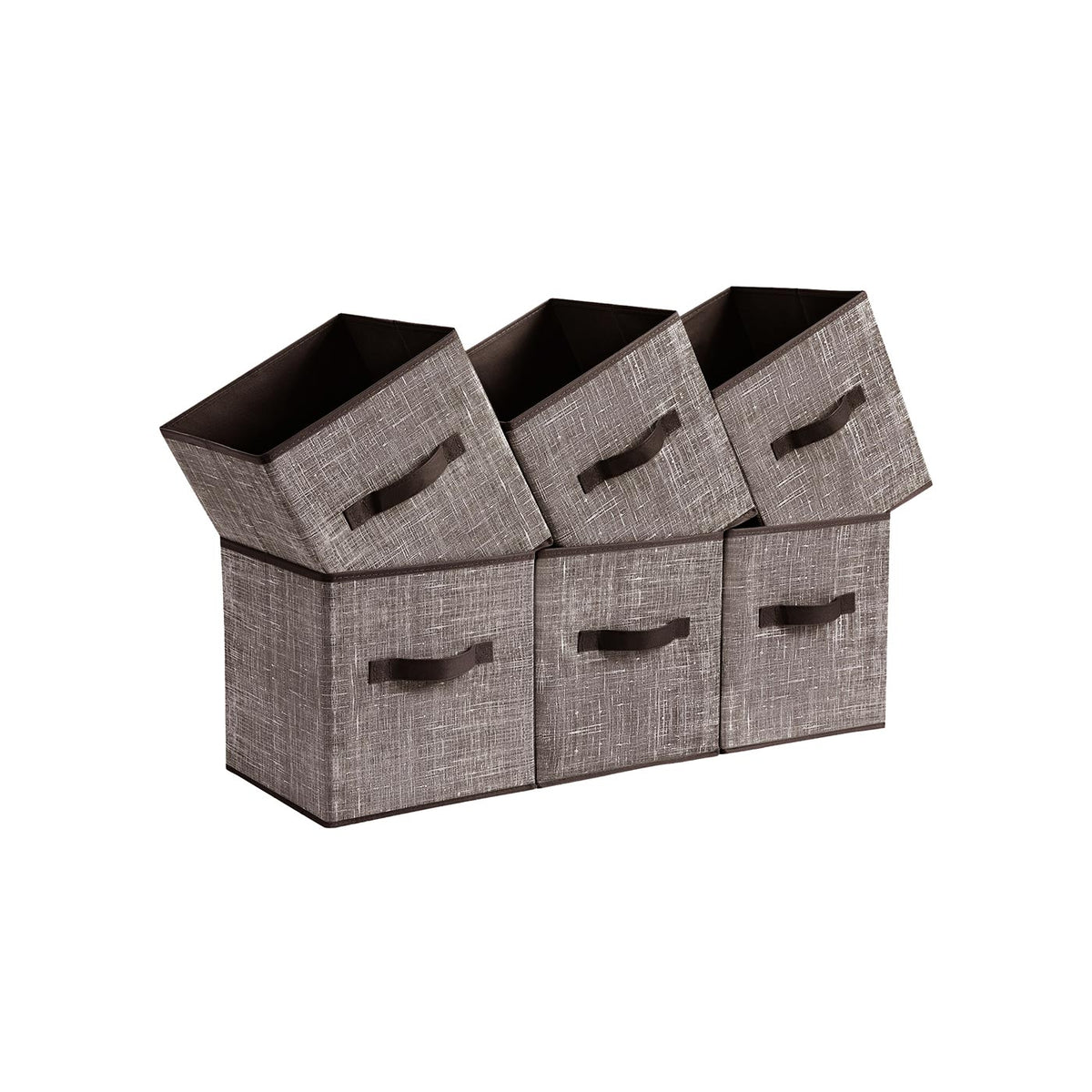 Non-Woven Fabric Storage Cubes with Double Handles - Set of 6 - Gray