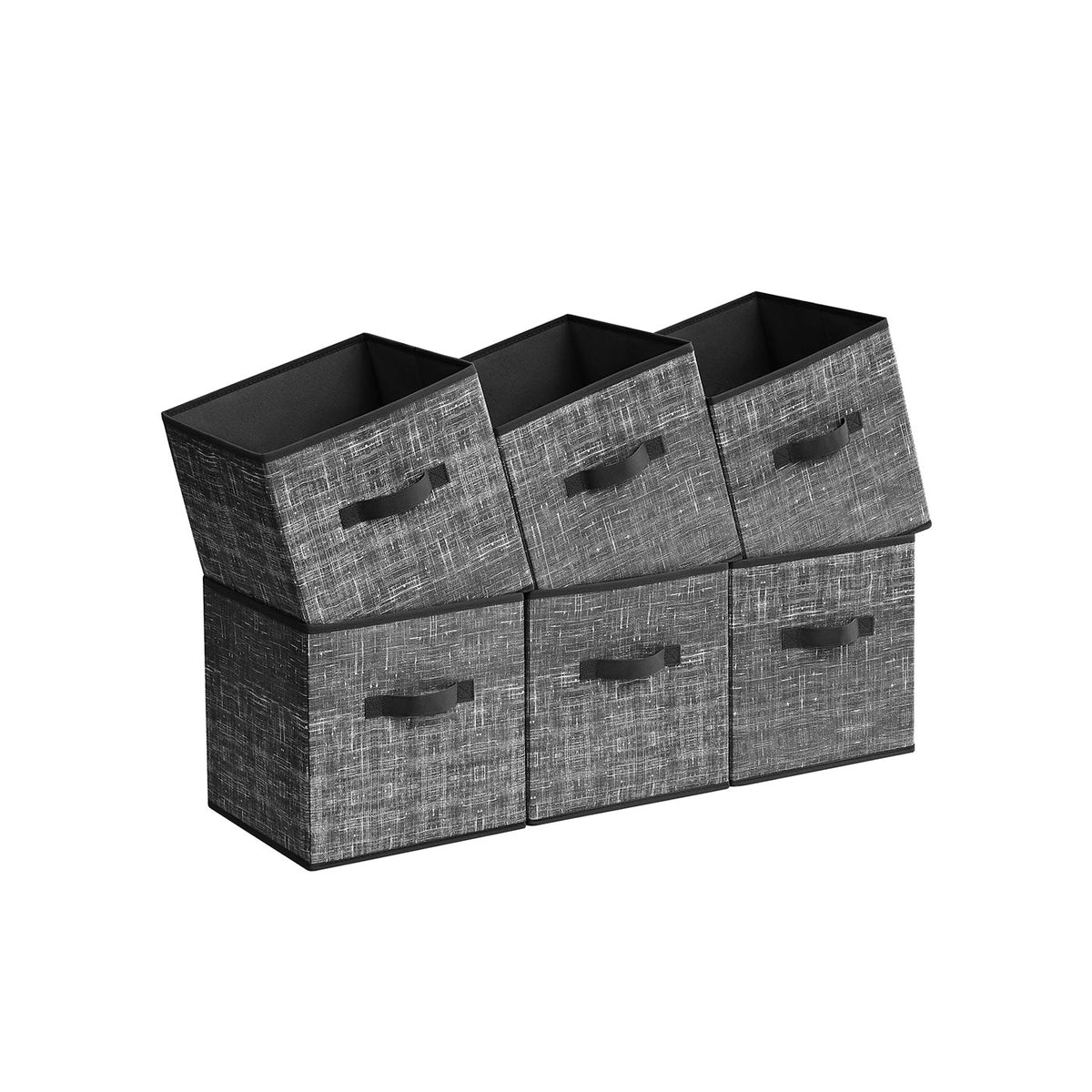 Non-Woven Fabric Storage Cubes with Double Handles - Set of 6 - Black