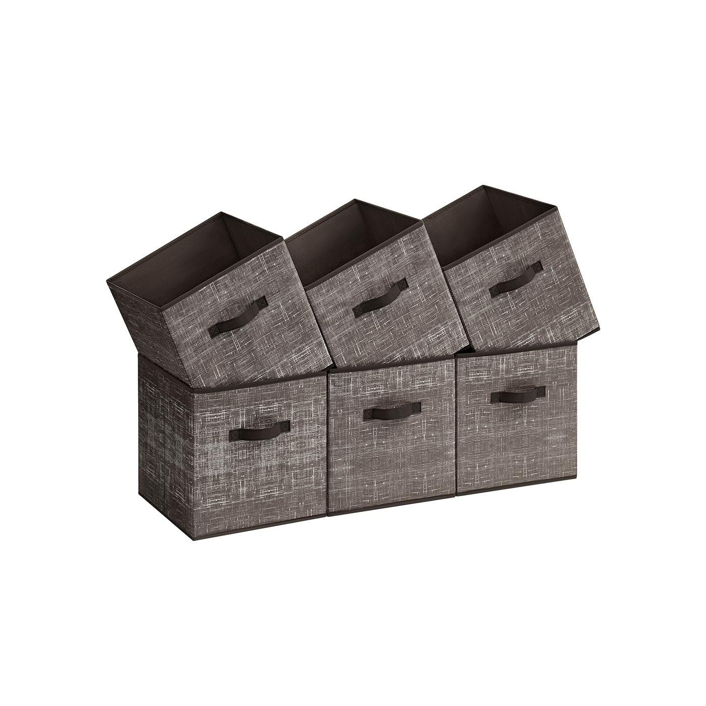 Non-Woven Fabric Storage Cubes with Double Handles - Walnut Color