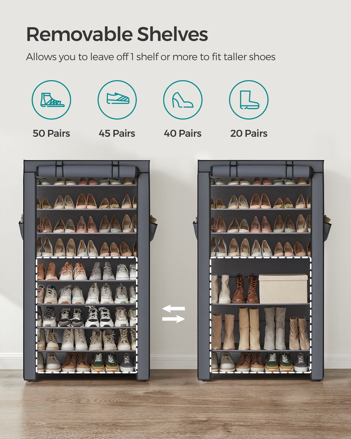 Shoe Rack - 9-Tier - Nonwoven Fabric Cover