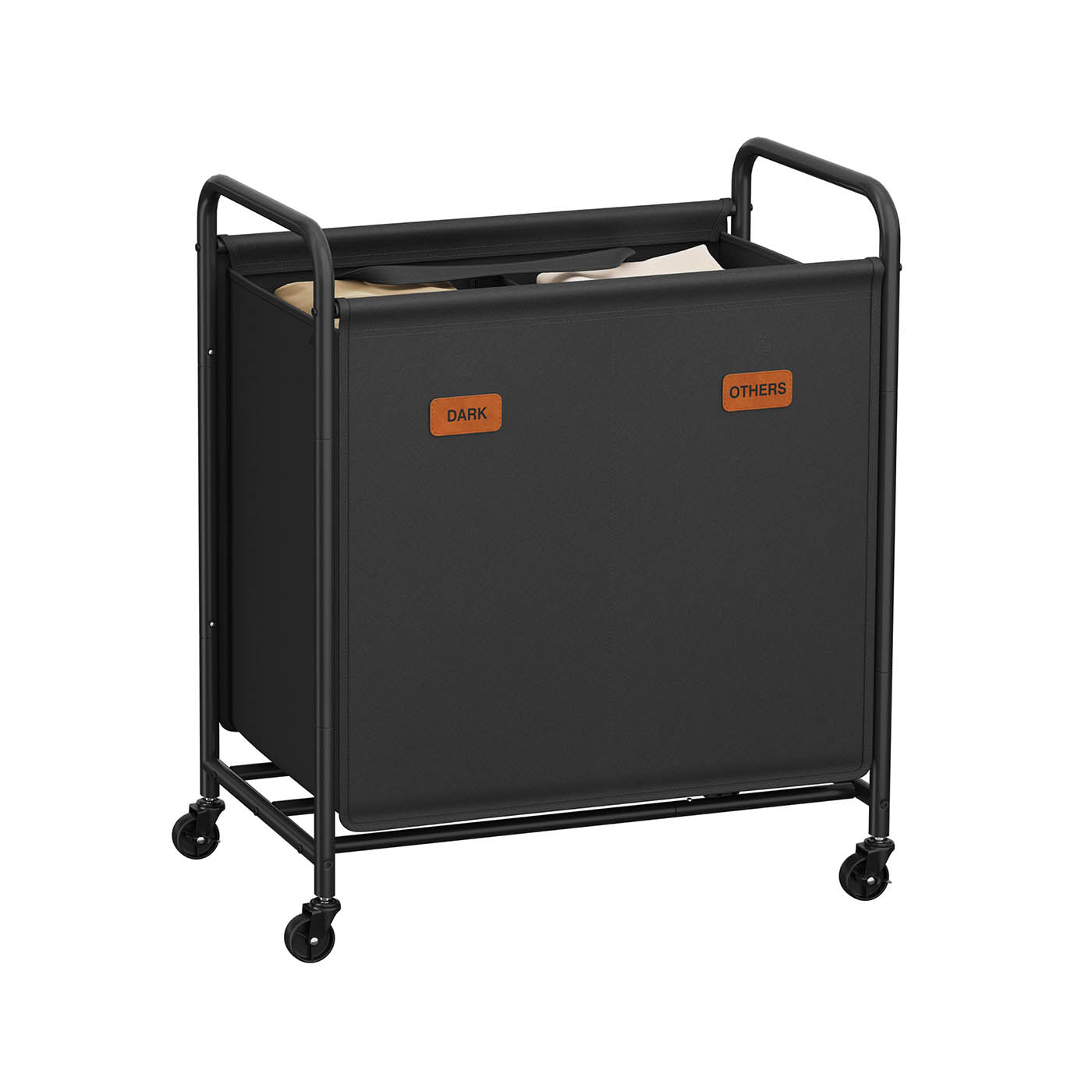 Rolling Laundry Sorter, 2/3/4 Compartments, 52.8 Gal., Removable Liner, Wheels