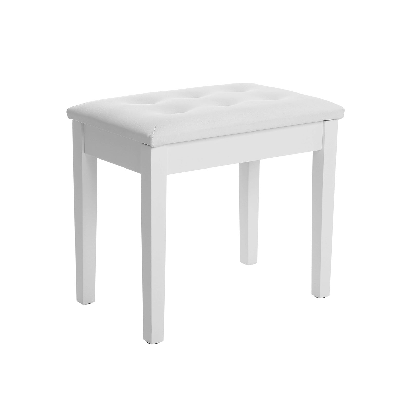 Piano Bench with Padded Cushion and Storage Compartment for Music Books - White