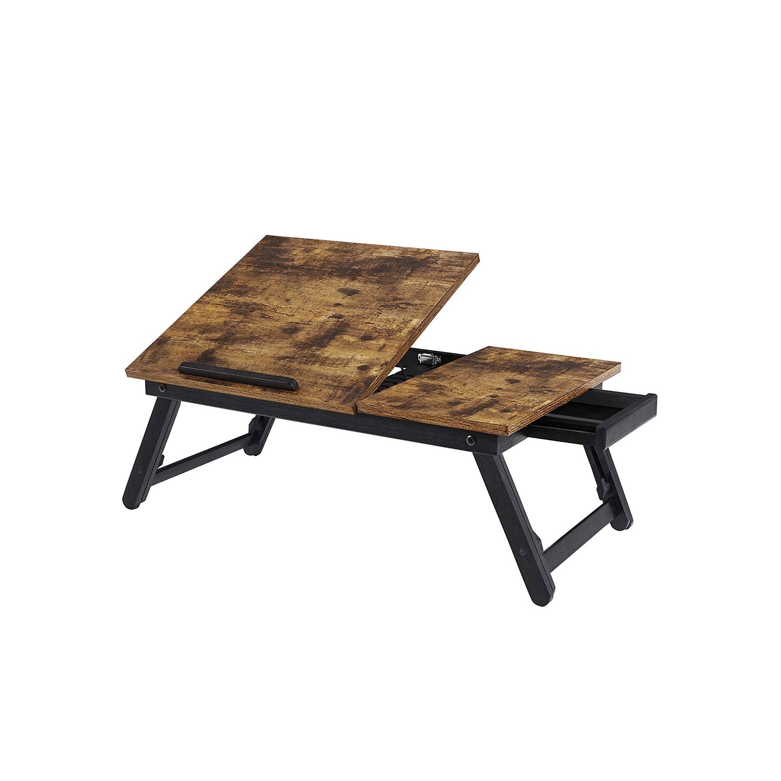 Laptop Desk for Bed or Sofa with Adjustable Tilting Top - Rustic Brown