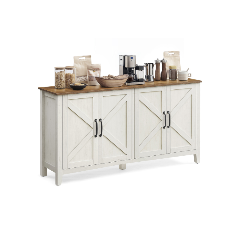 Rustic buffet cabinet, 59" sideboard, adjustable shelves, cable management