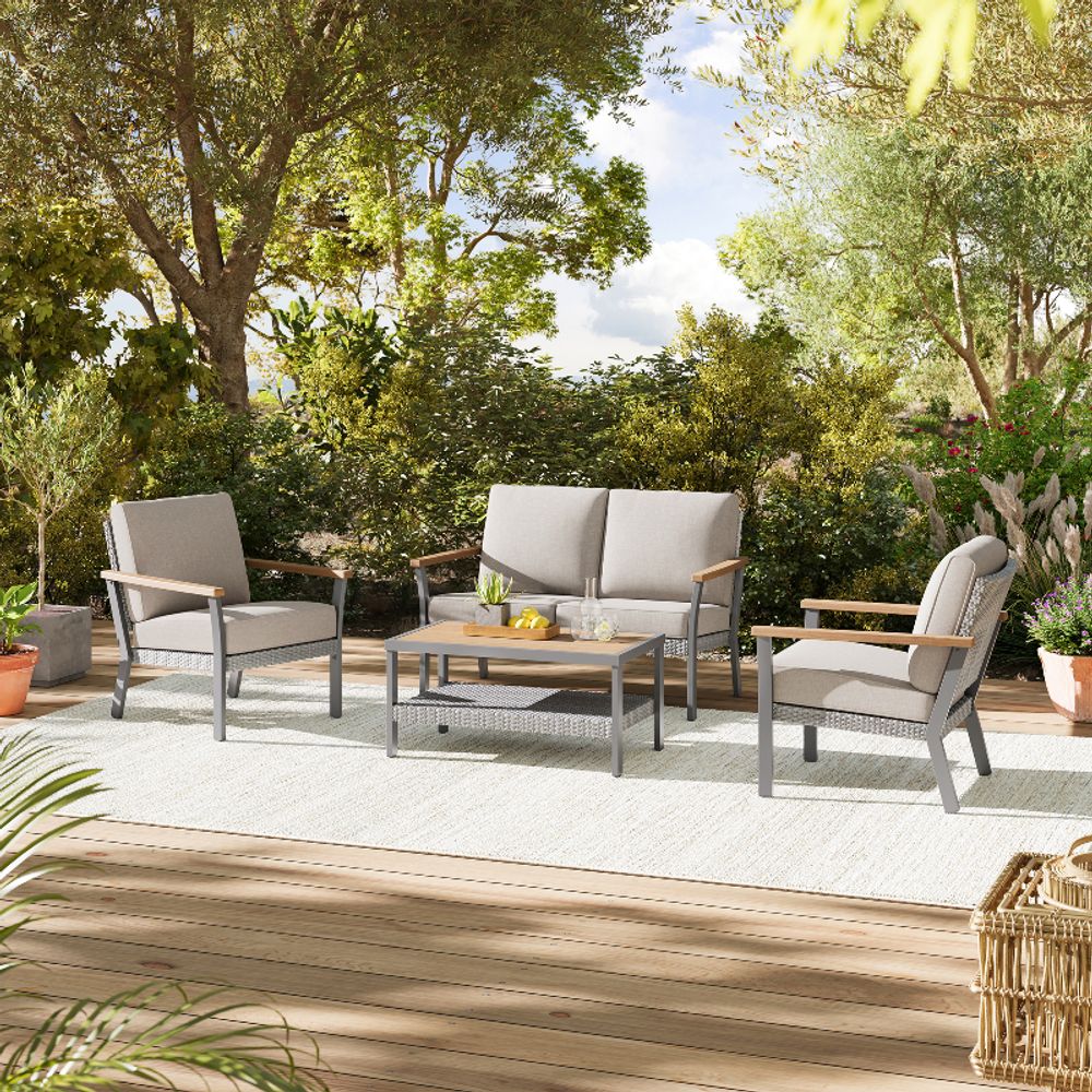 Sencillo Loveseat – Modern Patio Sofa – Ergonomic Outdoor 2-Seater – 520 lb Capacity