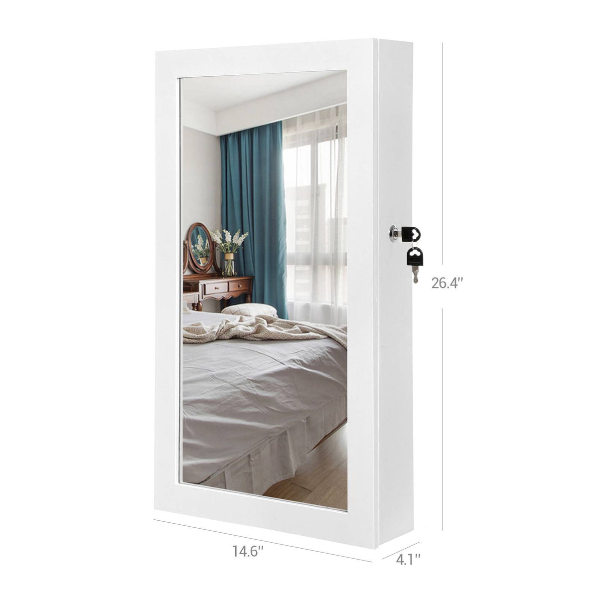 Lockable Jewelry Cabinet Armoire - Mirror