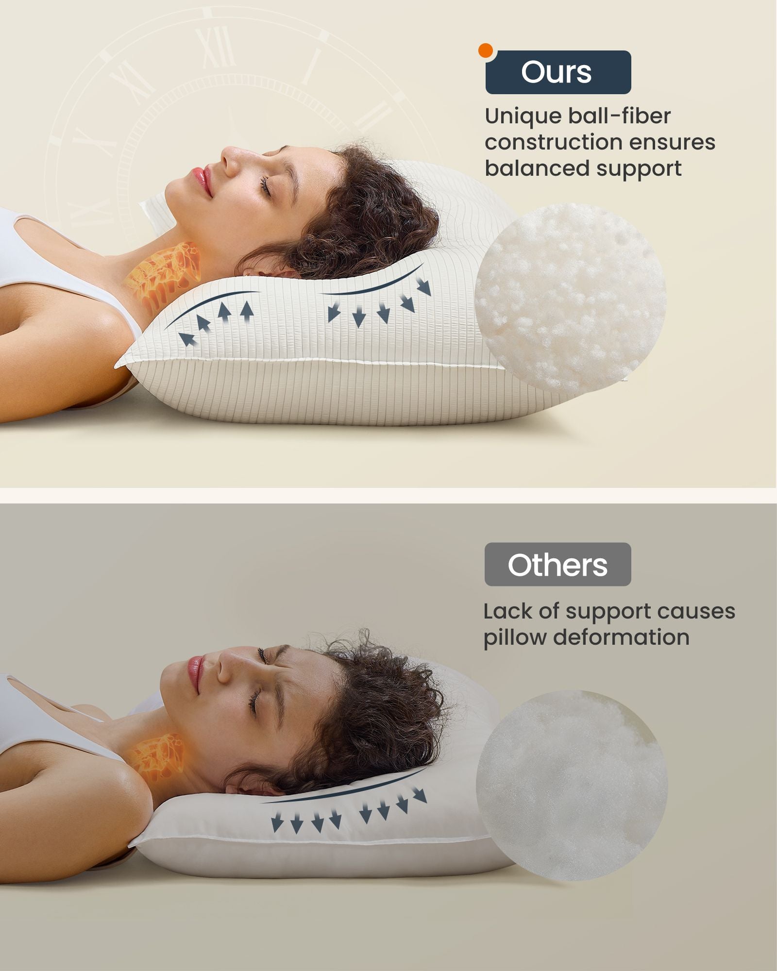 Bed Pillows Queen Size Set of 2 - 20 x 30 Inches - Cloud White
