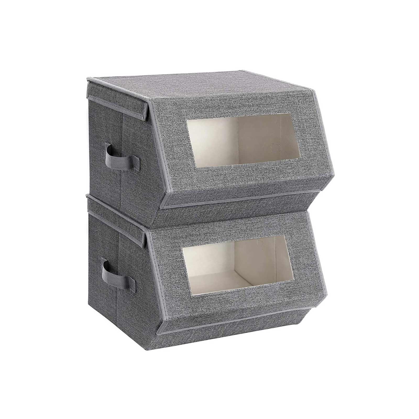Stackable Storage Bins Set of 2 - Dark Gray