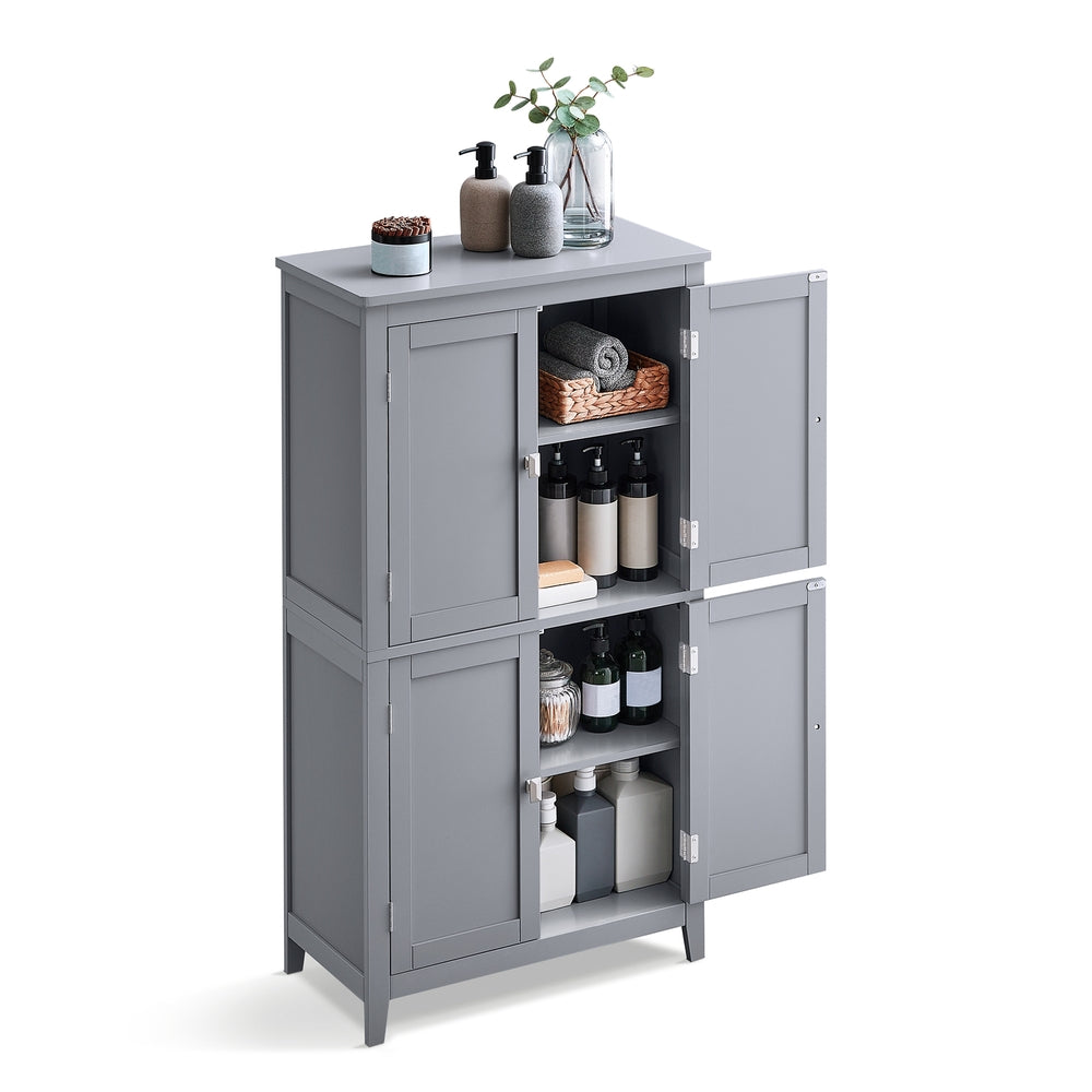 Bathroom Floor Storage Cabinet with 4 Doors - Mystic Gray