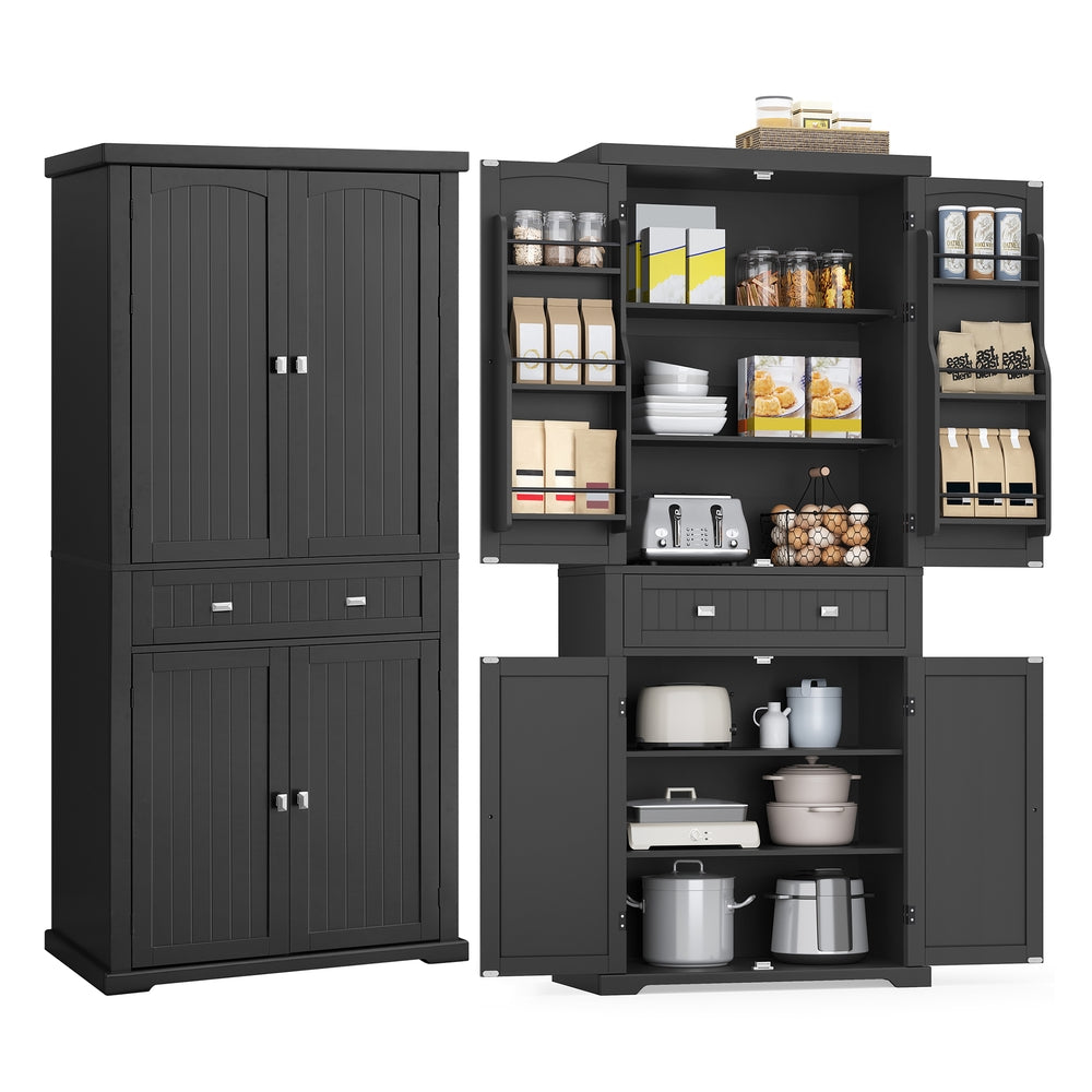 71.7-Inch High Freestanding Tall Cupboard Storage Cabinet - Ink Black