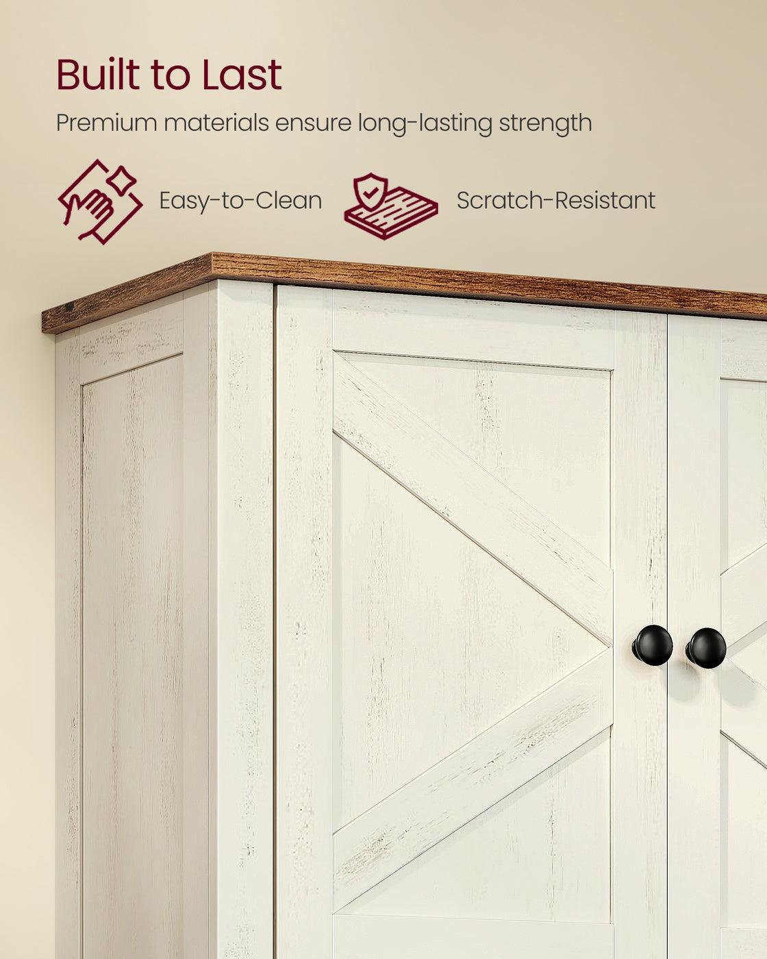 LIRY Collection - Bathroom Wall Cabinet - Farmhouse Wall-Mounted Medicine Storage Cabinet with 2 Barn Doors - Rustic White