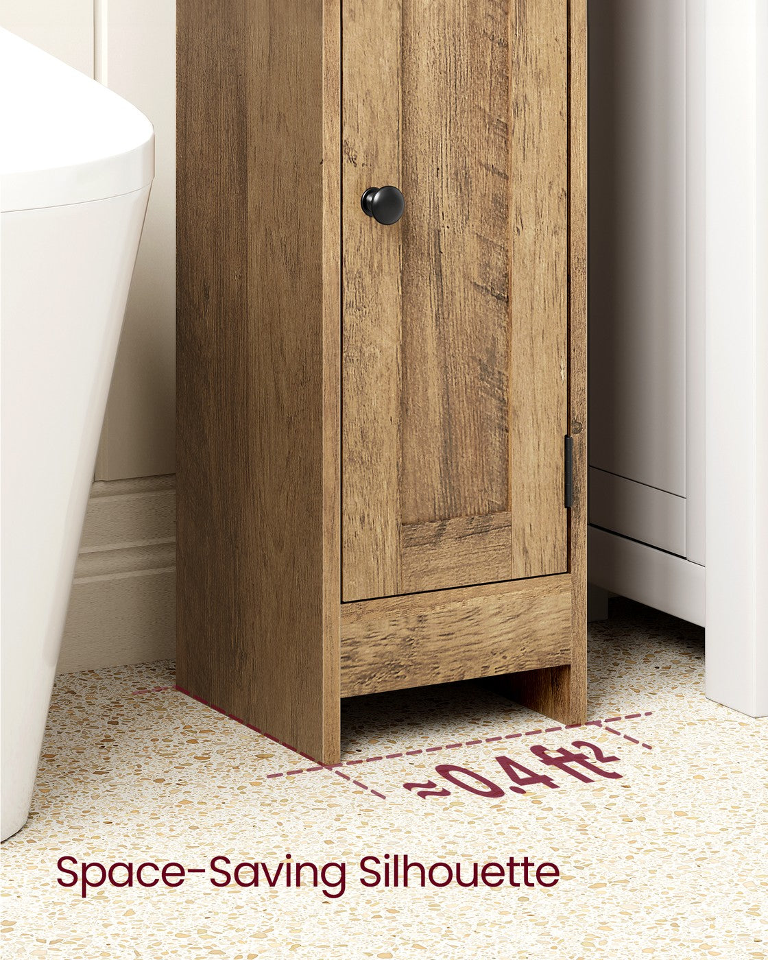Small Storage Corner Floor Cabinet with Door 7.9 x 7.1 x 31.5 Inches Honey Brown - Honey Brown