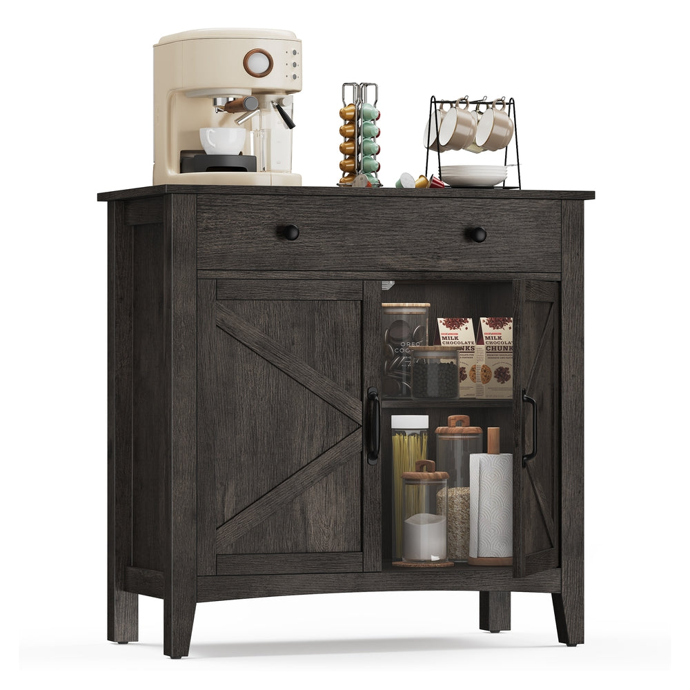 Coffee Bar Cabinet - Kitchen Storage Cabinet with Drawers - Stone Gray
