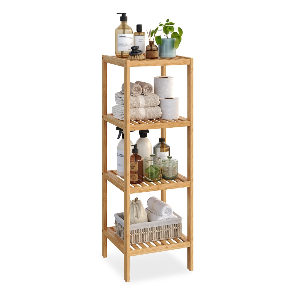 4-Tier Bamboo Bathroom Shelf - Natural