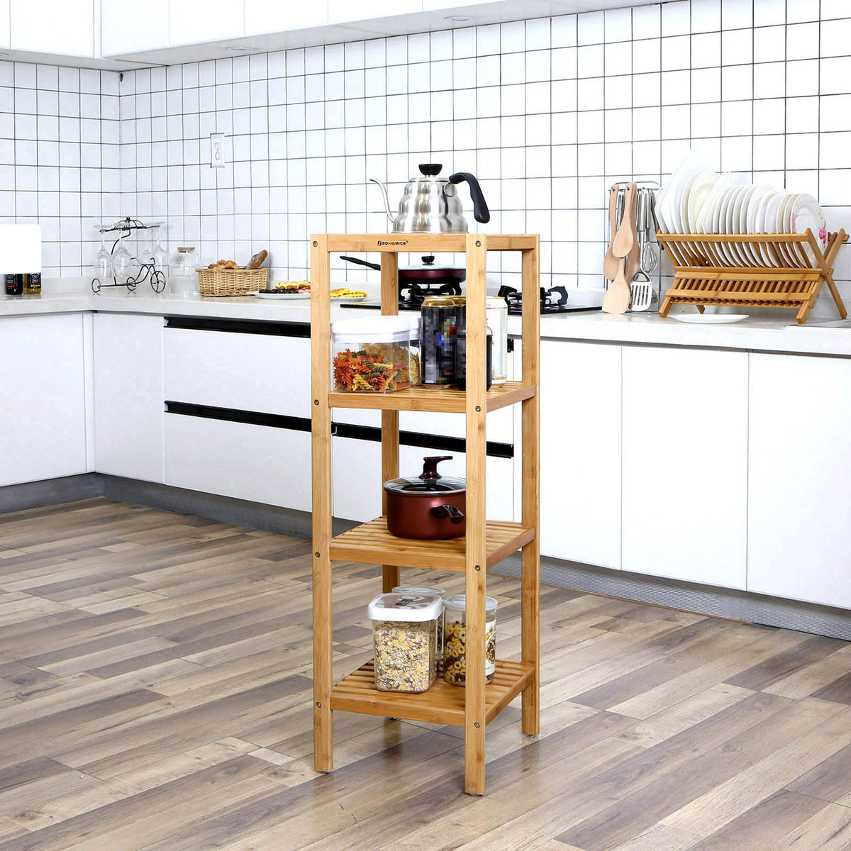 4-Tier Bamboo Bathroom Shelf - Natural