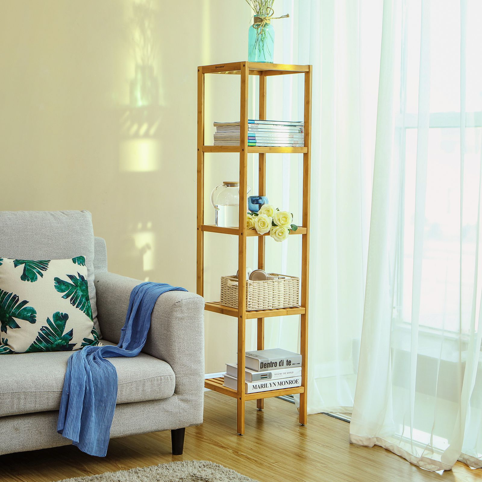 5-Tier Bamboo Bathroom Shelf - Natural