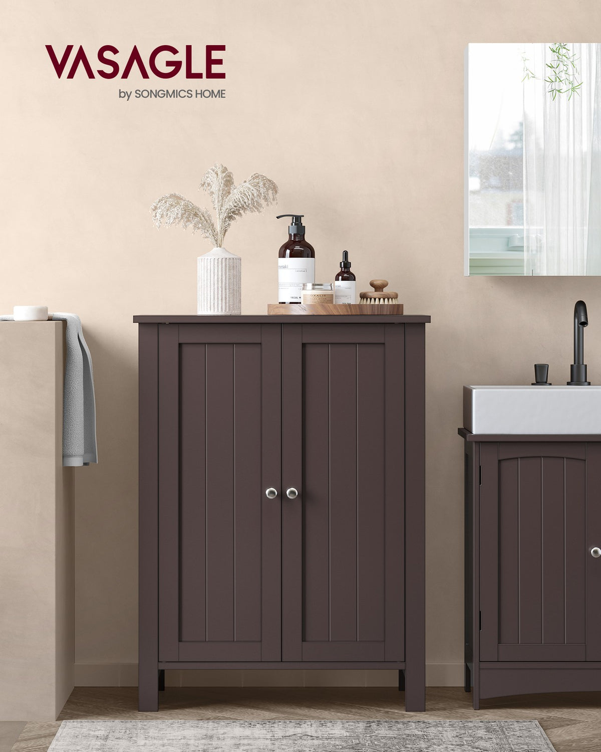 Bathroom Storage Cabinet - 2 Adjustable Shelves - Double Door