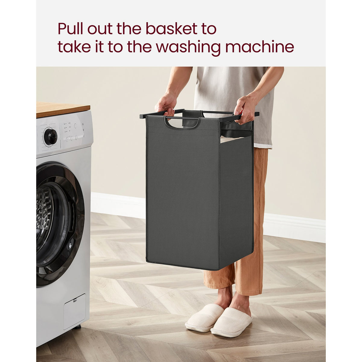 Laundry Hamper with 2 Pull-Out and Removable Bags - Black, Gray