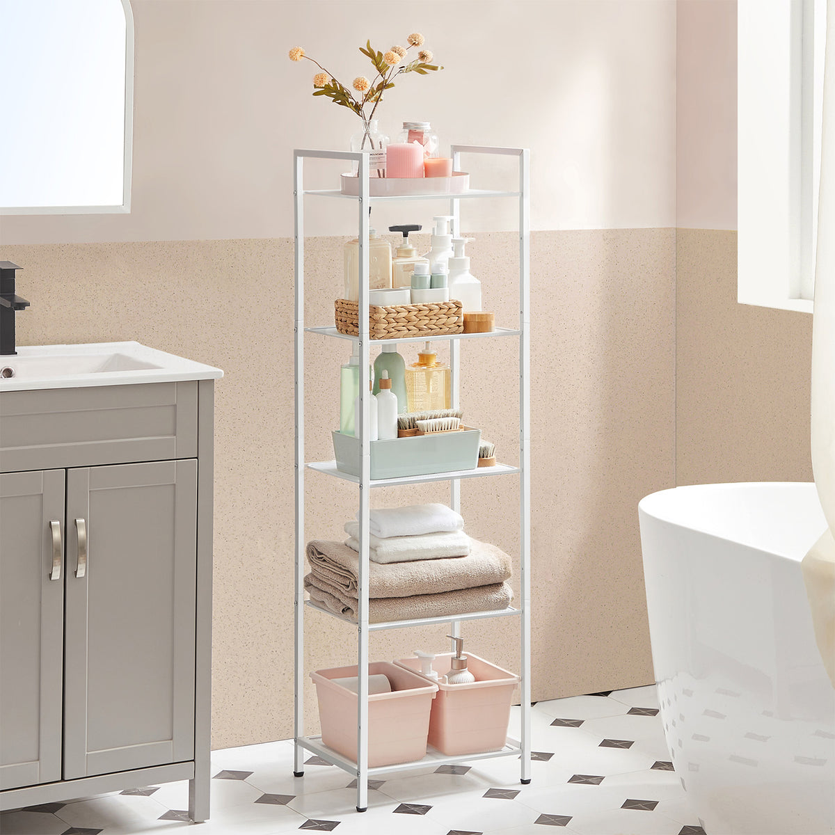 Storage Rack - 6-Tier - 62 inch - Adjustable Shelves for Bathroom or Closet