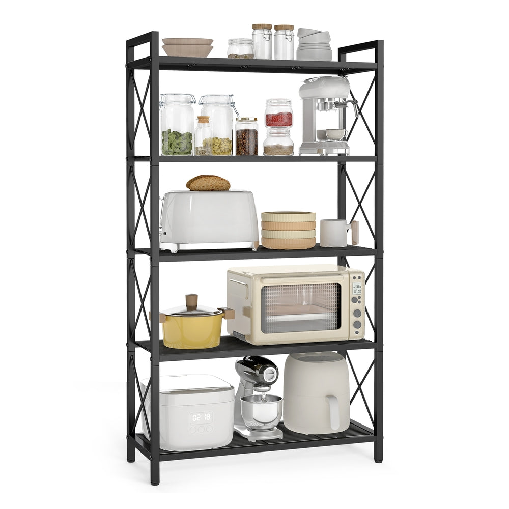 Metal Storage Shelving Unit with X Side Frames for Kitchen and Bathroom - Ink Black - 11.8"D x 30.7"W x 55.5"H