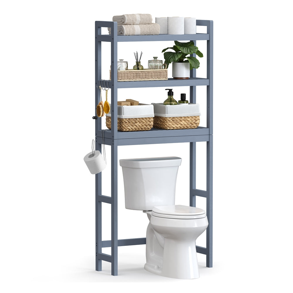 3-Tier Bamboo Bathroom Organizer Green - Grey - 10.2"D x 24.8"W x 66.9"H