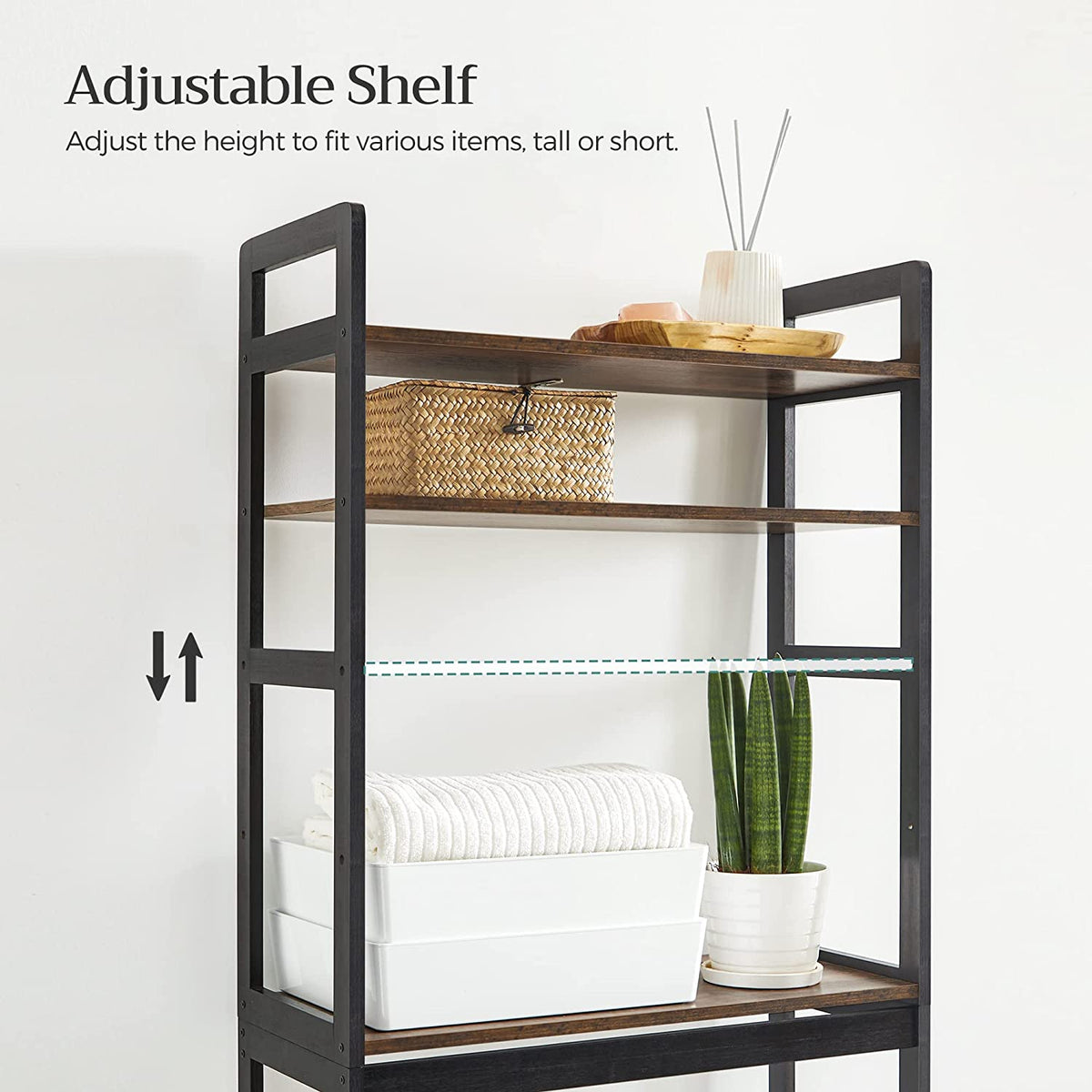 Over-the-Toilet Storage Organizer - 3-Tier - Adjustable Shelves