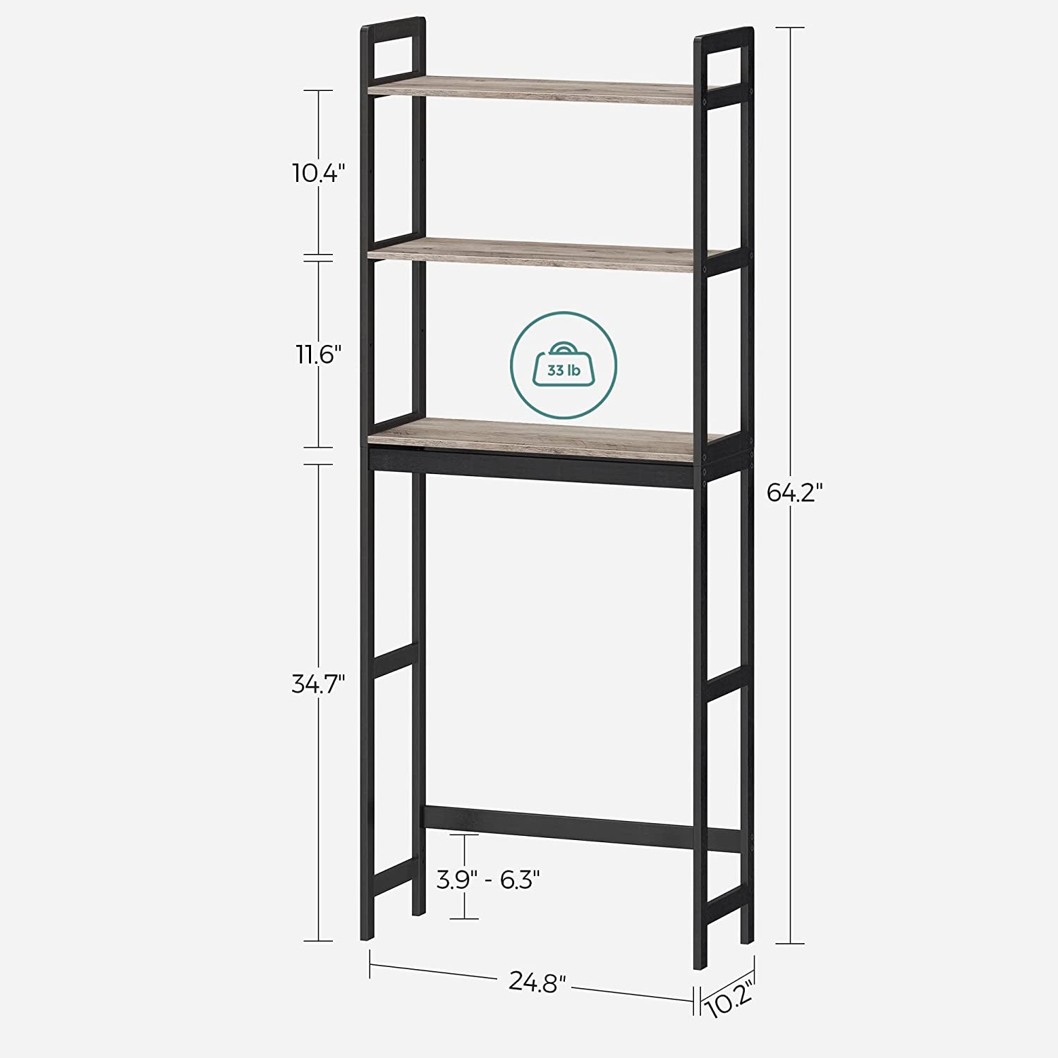 Over the Toilet Storage Organizer - Heather Greige, Ink Black