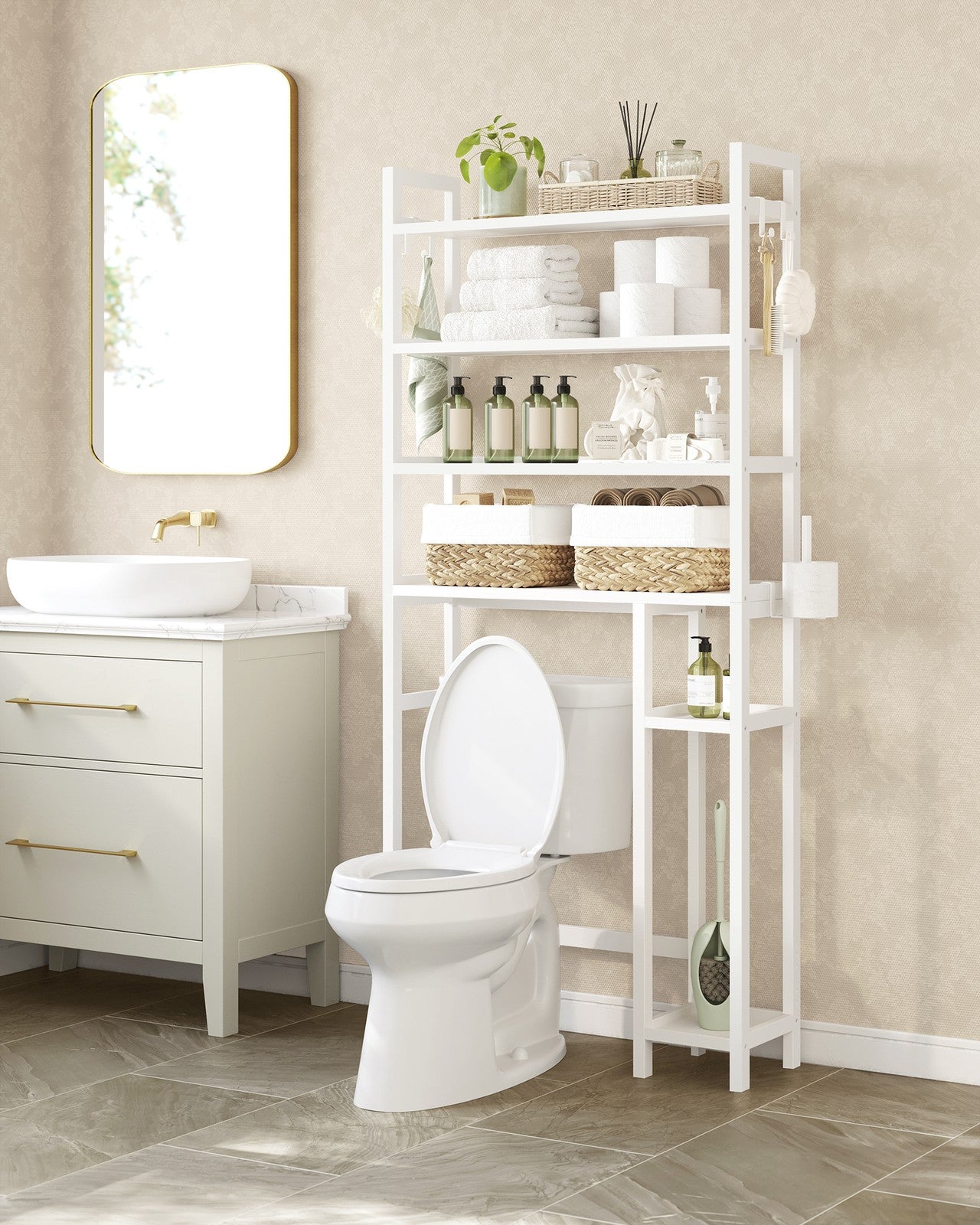 Over the Toilet Storage Shelf with Toilet Paper Holder - Cloud White