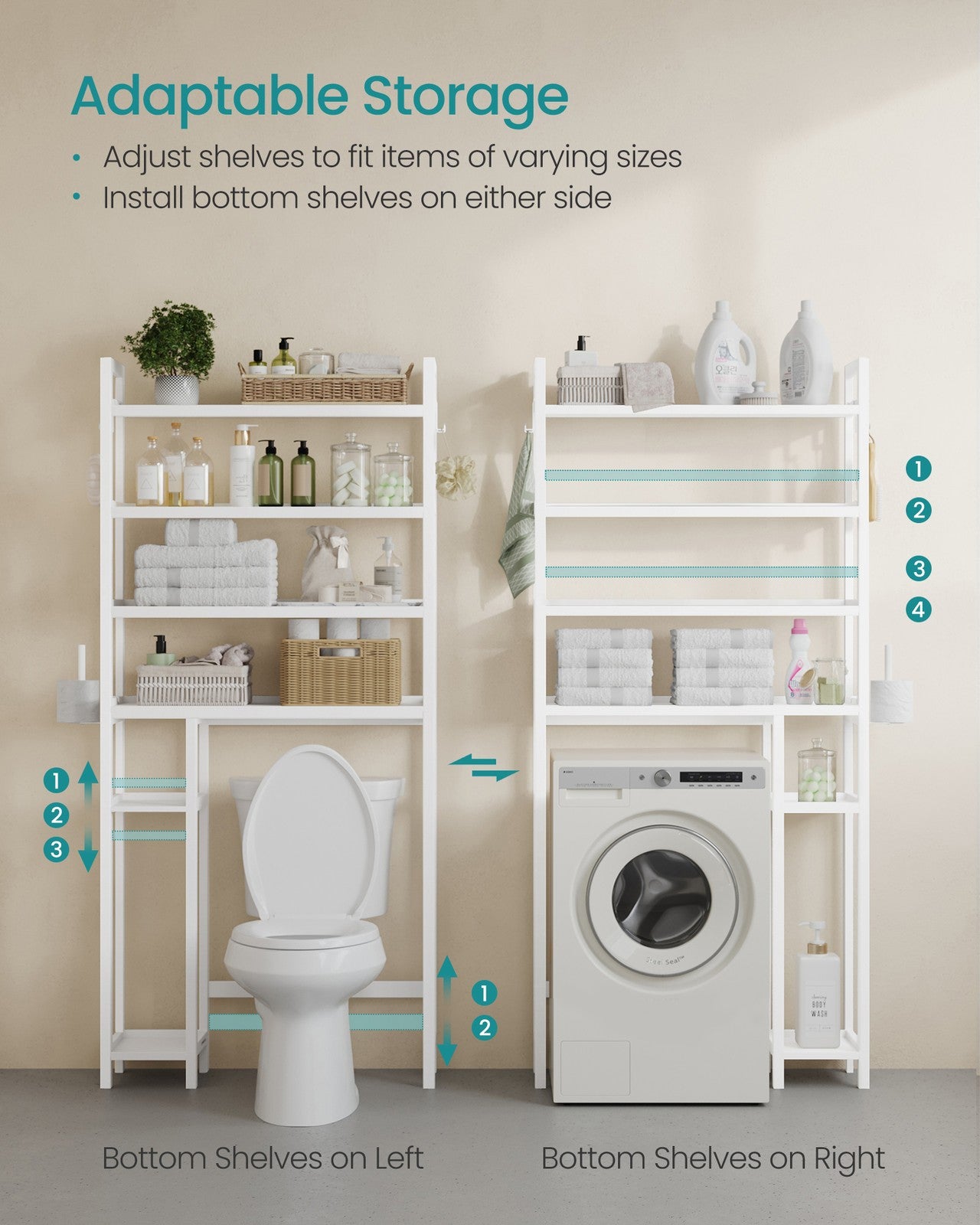 Over the Toilet Storage Shelf with Toilet Paper Holder - Cloud White