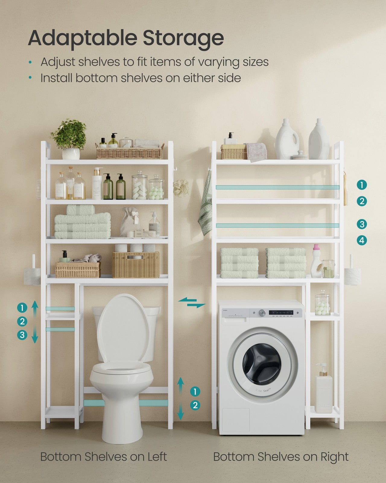 Over the Toilet Storage Shelf with Toilet Paper Holder - Cloud White