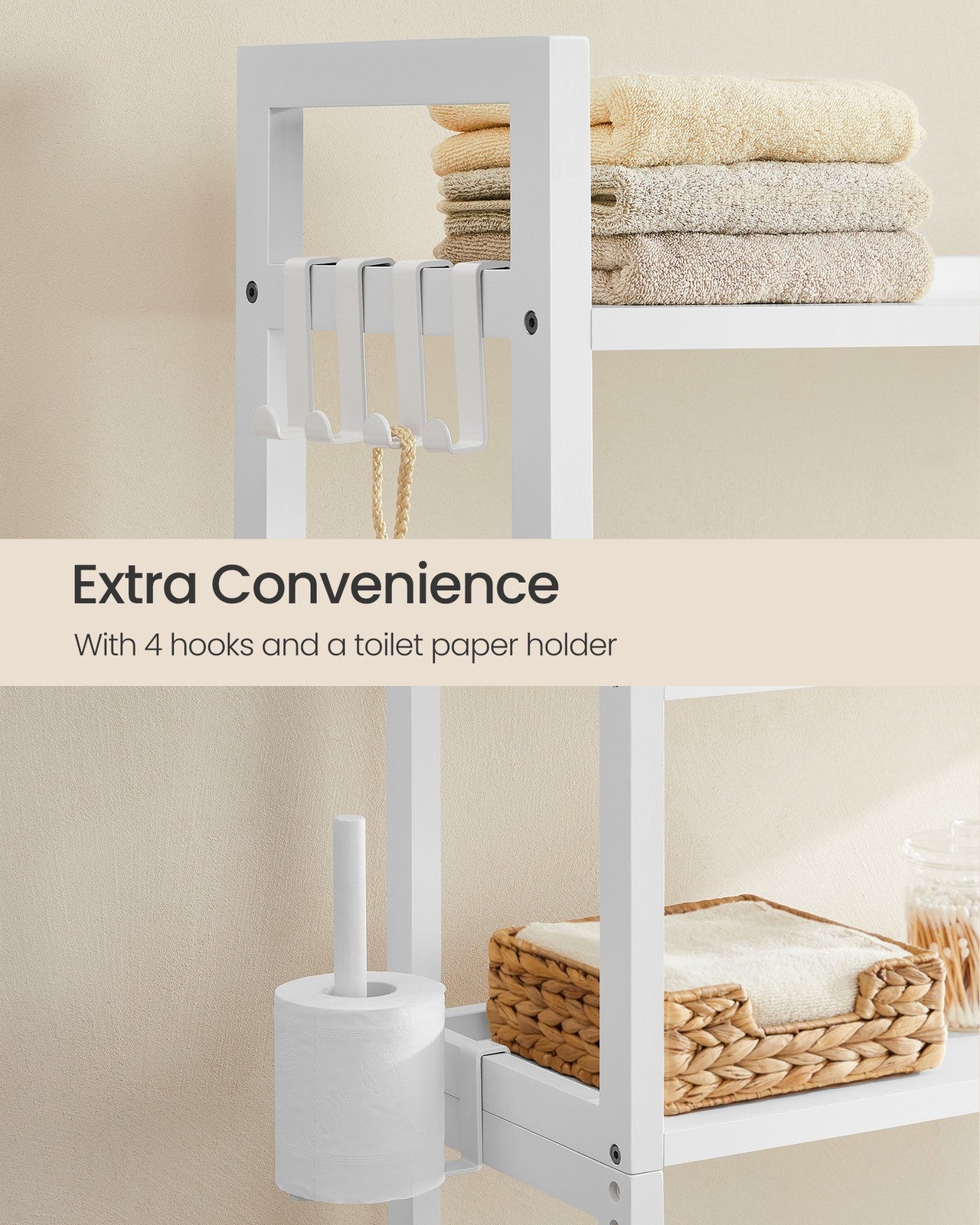 Over the Toilet Storage Shelf with Toilet Paper Holder - Cloud White