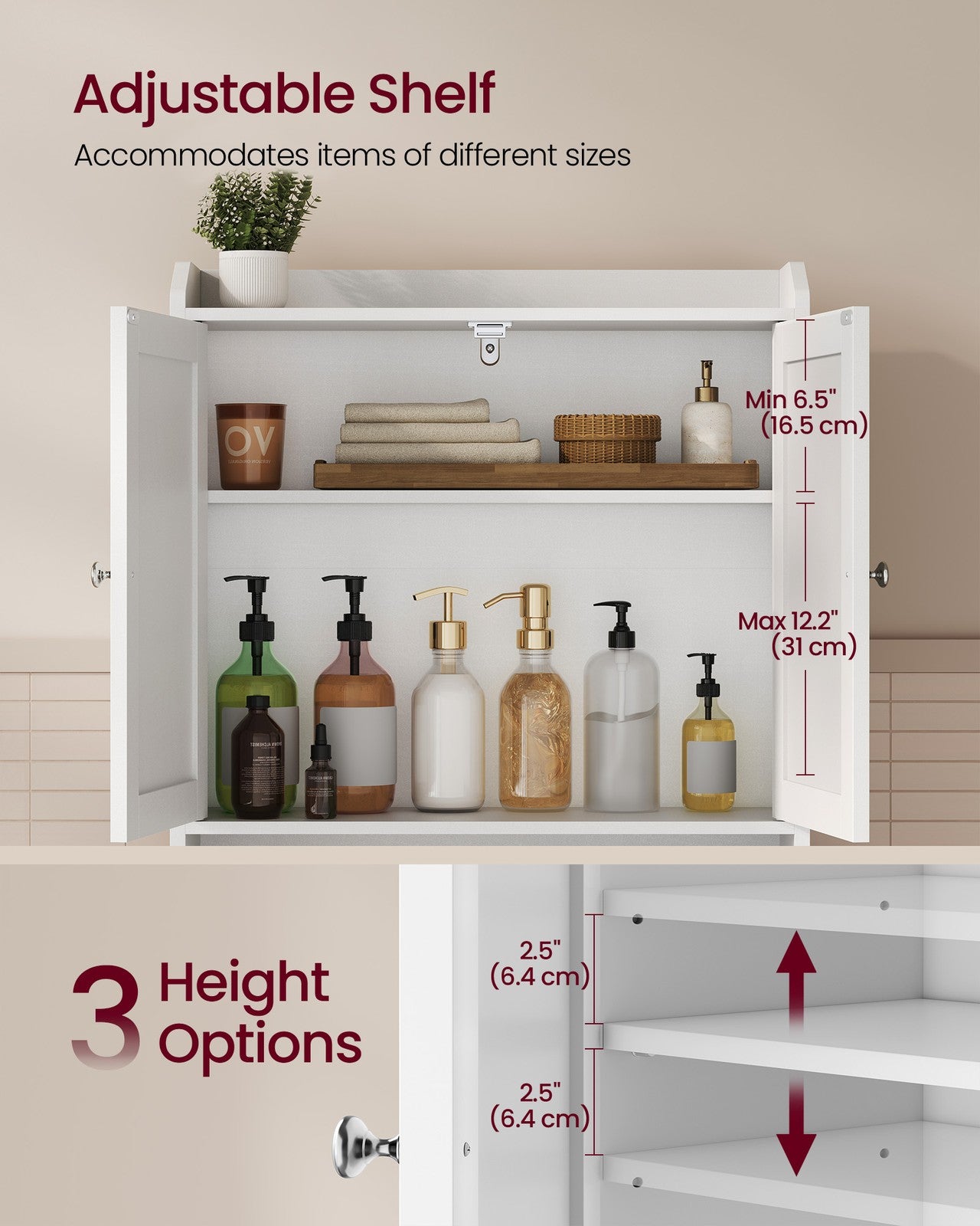 Bathroom Storage Shelf with Paper Holder Over Toilet