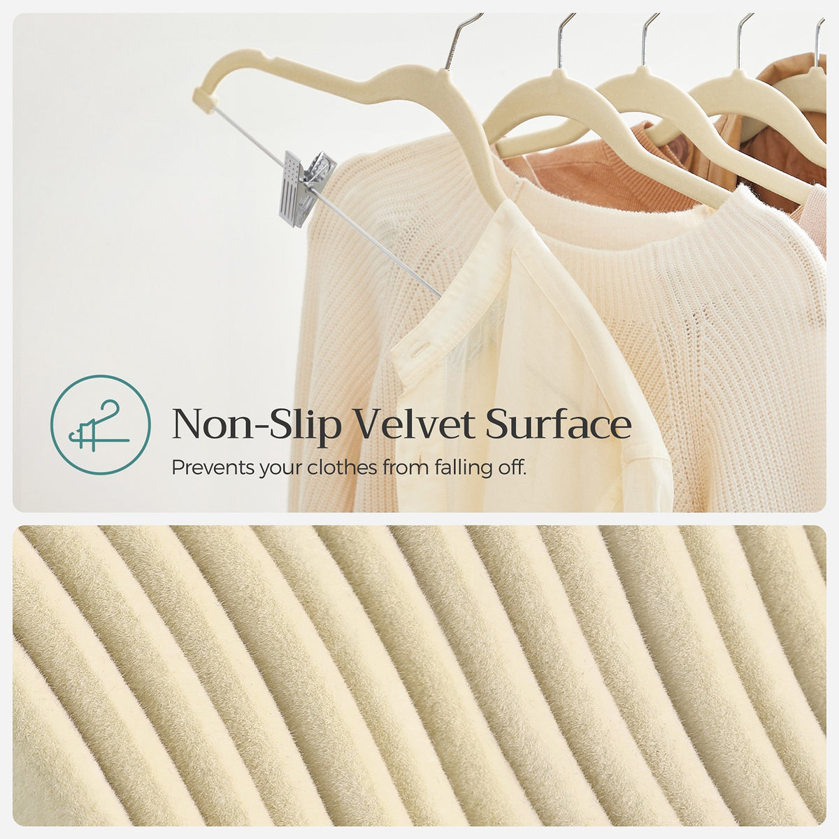 Velvet Pants Hangers - Adjustable Clips - 20-Pack