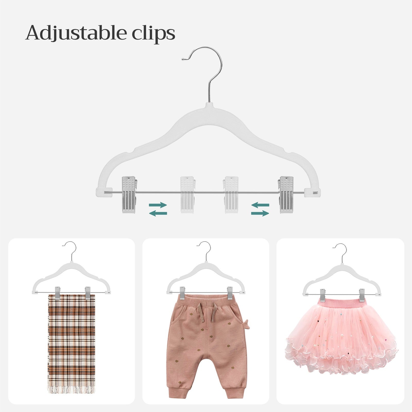 30 Packs Pants Hangers with Clips and 6 Clothes Dividers - White