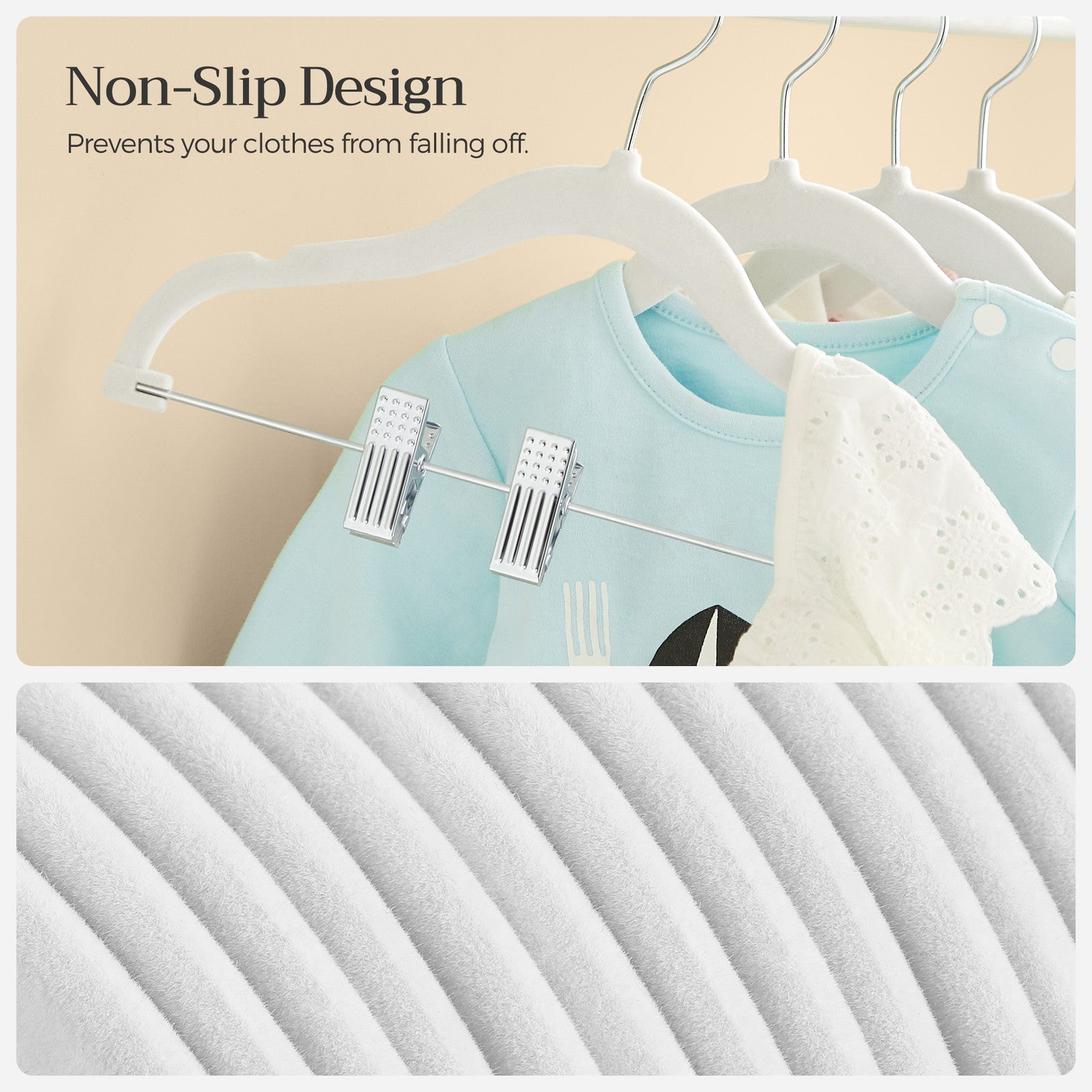 30 Packs Pants Hangers with Clips and 6 Clothes Dividers - White
