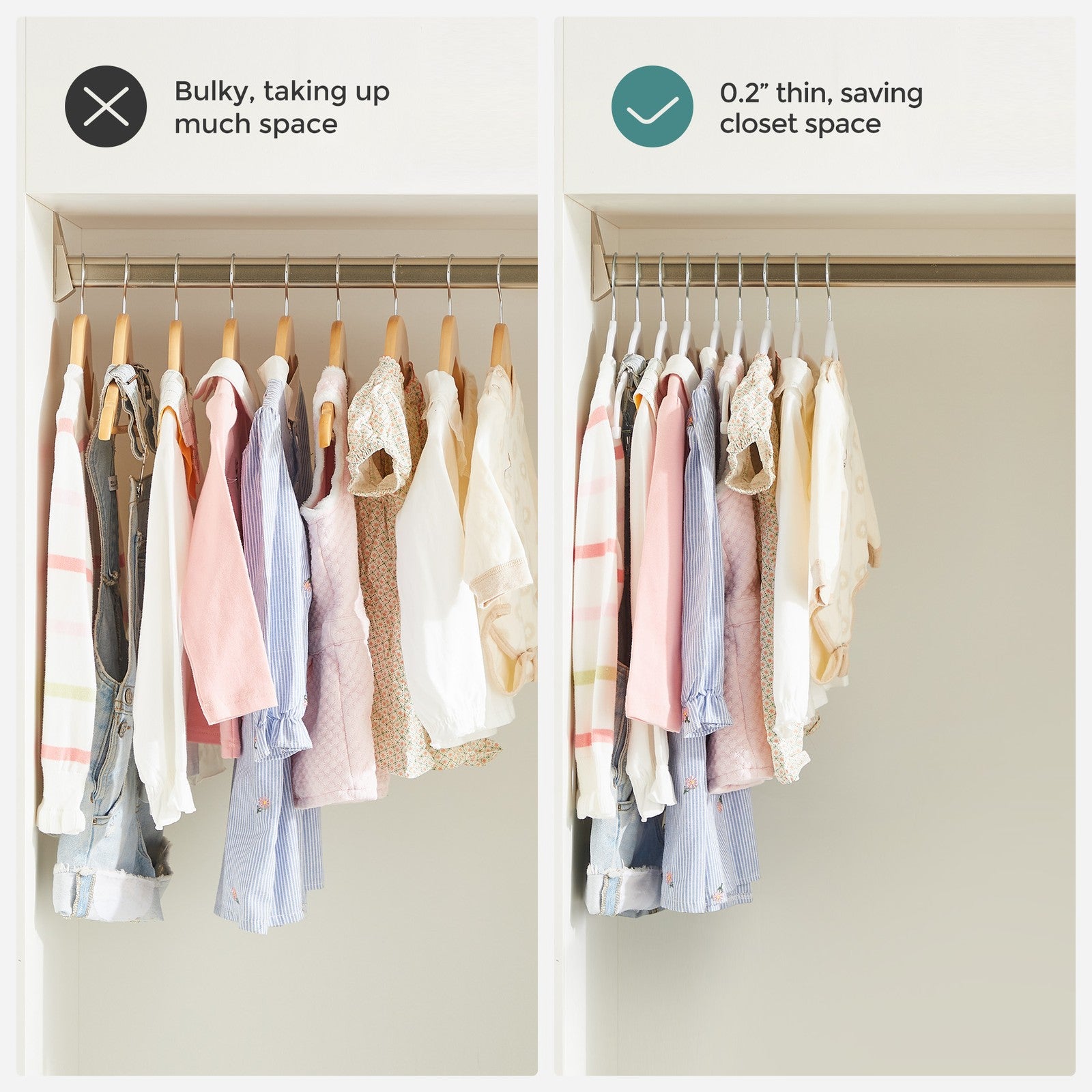 30 Packs Pants Hangers with Clips and 6 Clothes Dividers - White