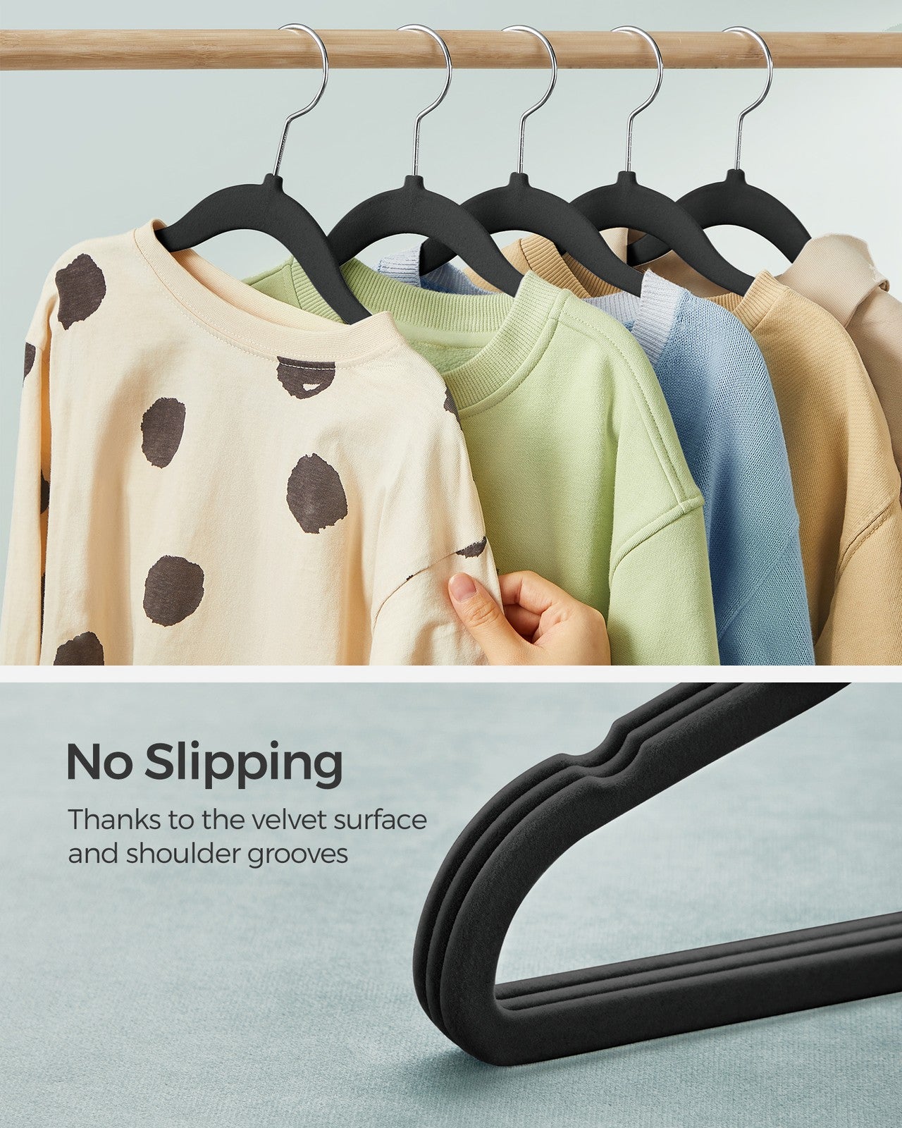 50 Pack Kids Hangers for Closet - Dove Ink Black
