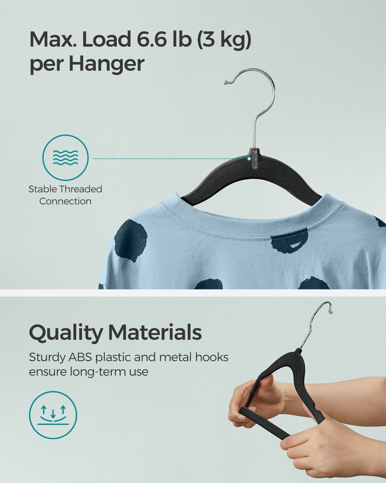 50 Pack Kids Hangers for Closet - Dove Ink Black