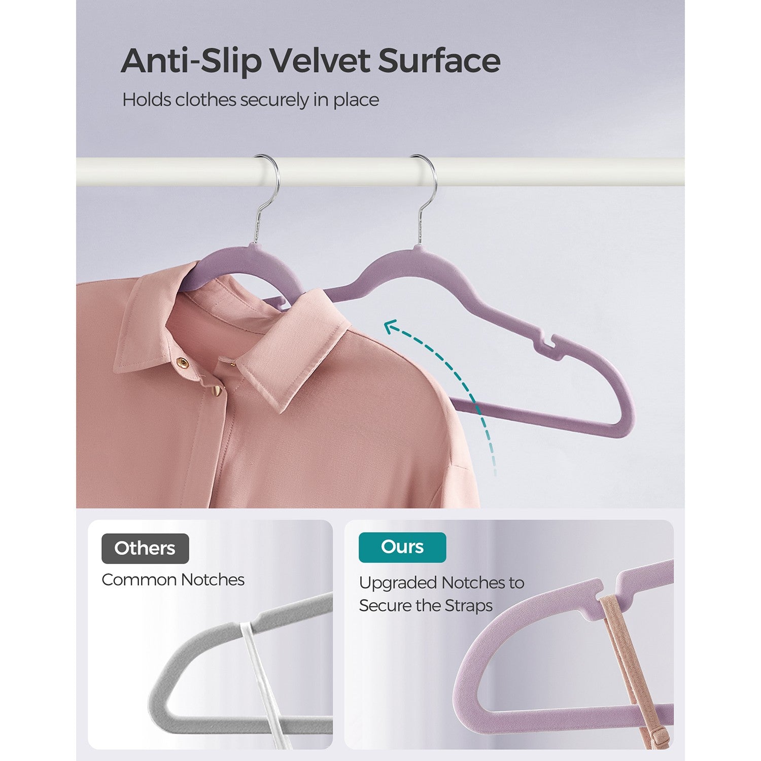 50-Pack Velvet Hangers Light Purple - Pale Purple